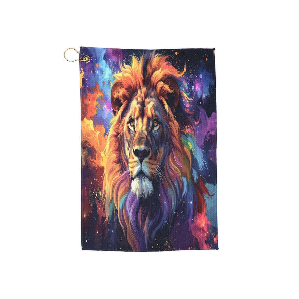 Cosmic Mane: Galactic Lion Portrait, Digital Nebula Art -  L'Art Golf Towel