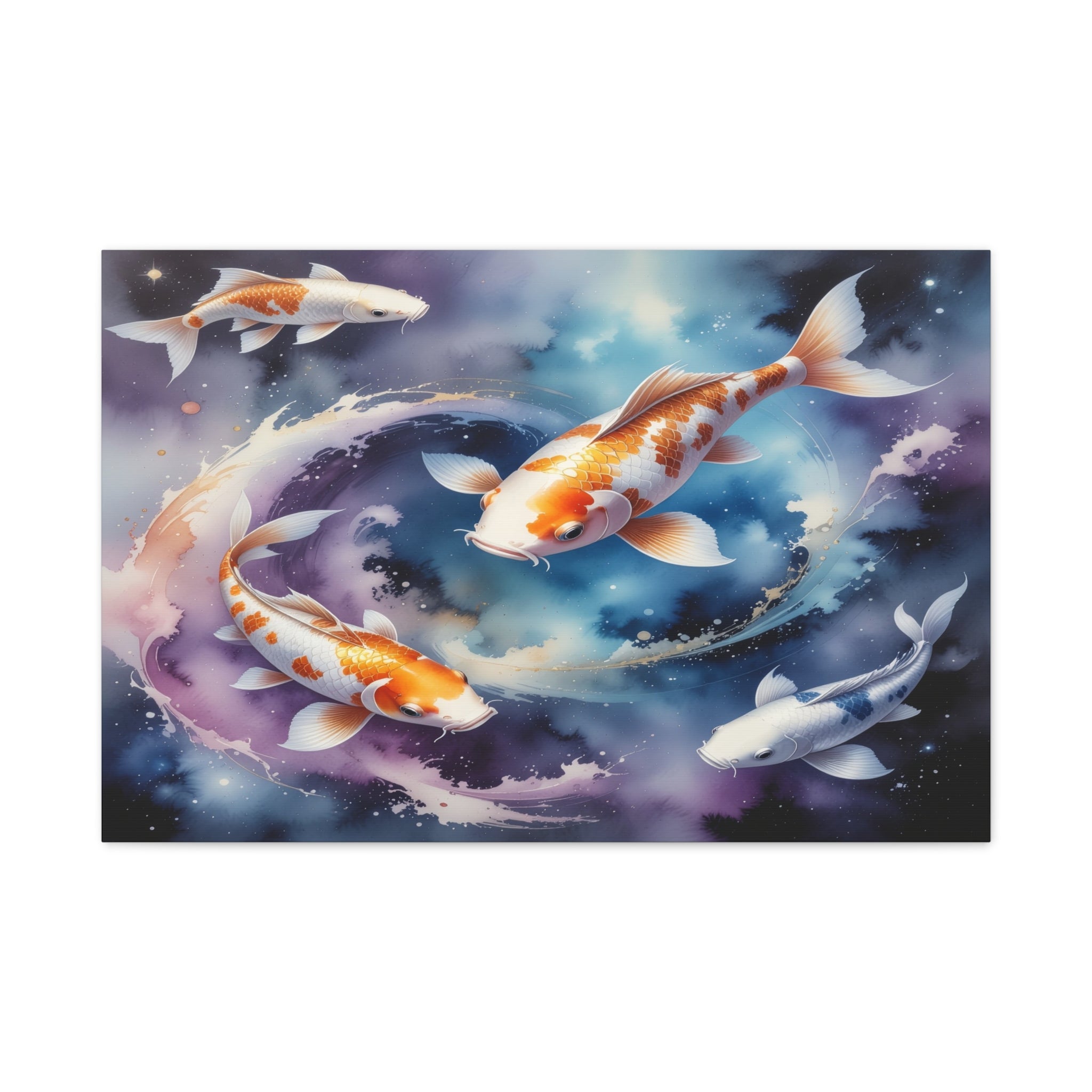 Cosmic Koi Symphony: Ethereal Underwater Space Journey, Digital Watercolor Fantasy - L’Art Suprême Canvas