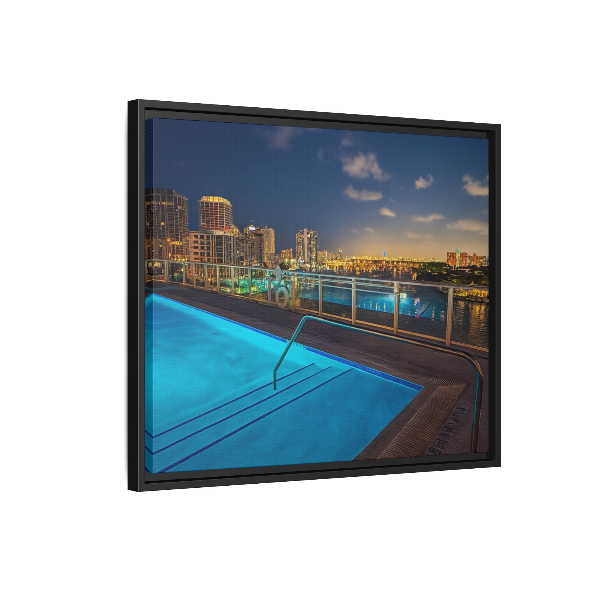 "Skyline Reflections" – Framed Canvas Print