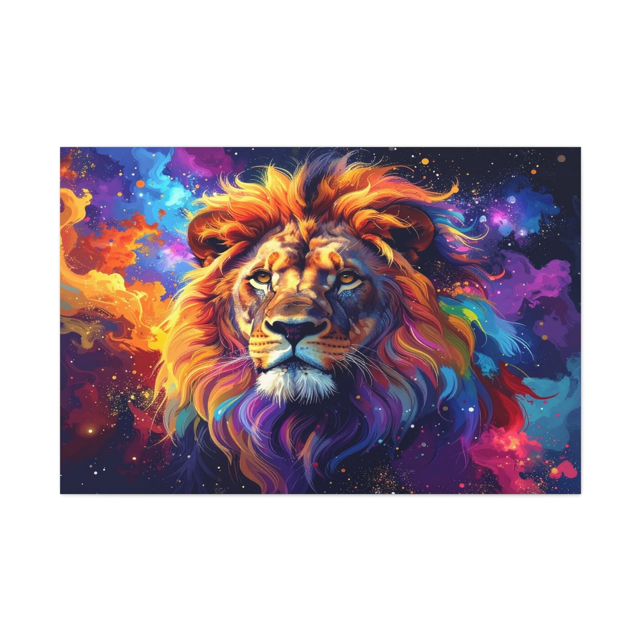 Cosmic Mane: Celestial Lion Portrait, Digital Cosmic Artwork - L’Art Suprême Canvas