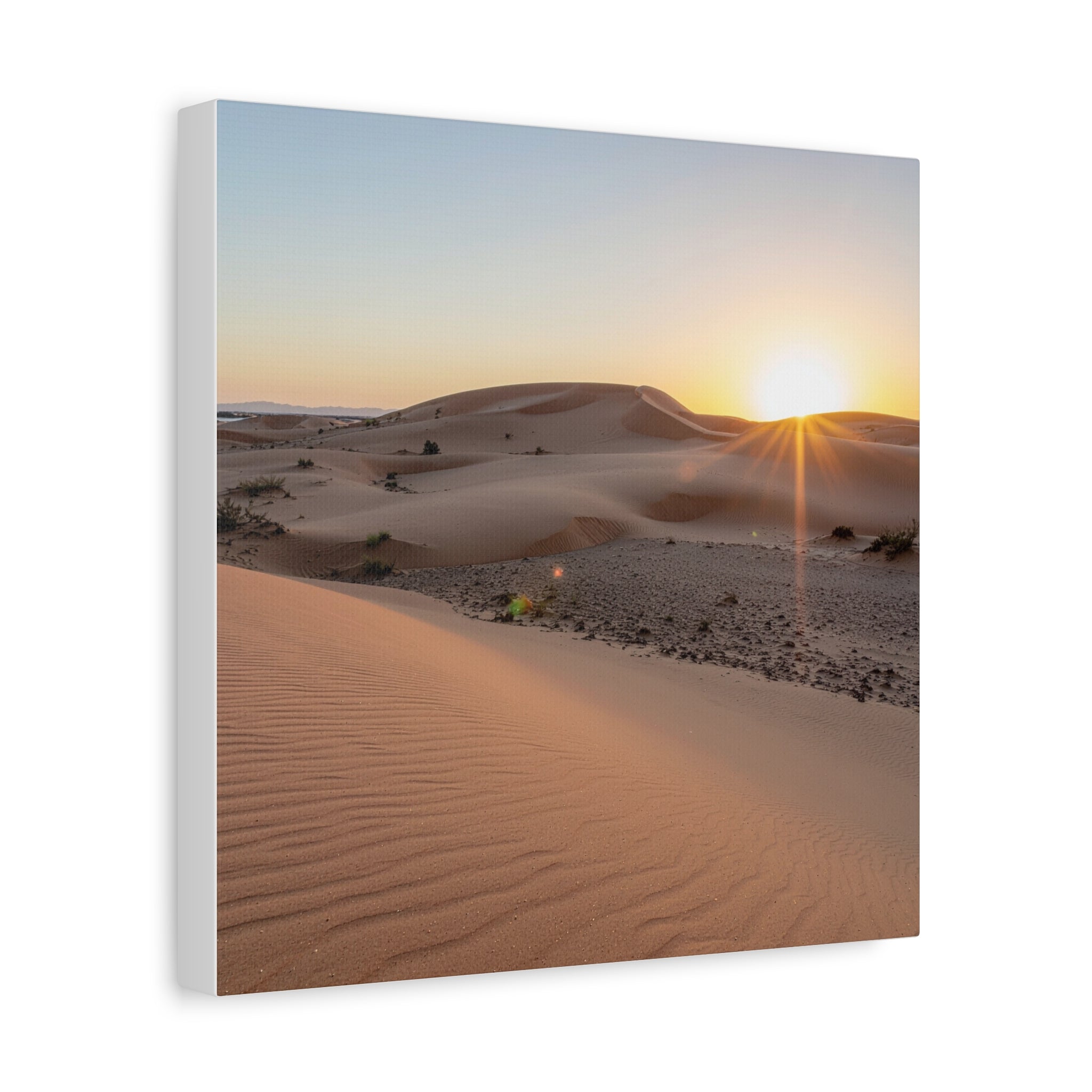 Daybreak in the Desert: Golden Sands at Sunrise, Arid Landscape Panorama - L’Art Suprême Canvas