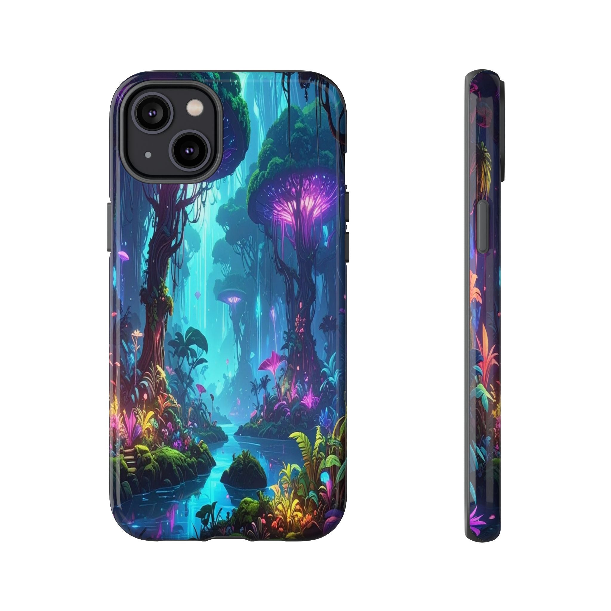 Bioluminescent Dreamscape: Ethereal Forest Fantasy, Digital Luminescence Illustration - L’Art Suprême Phone Case