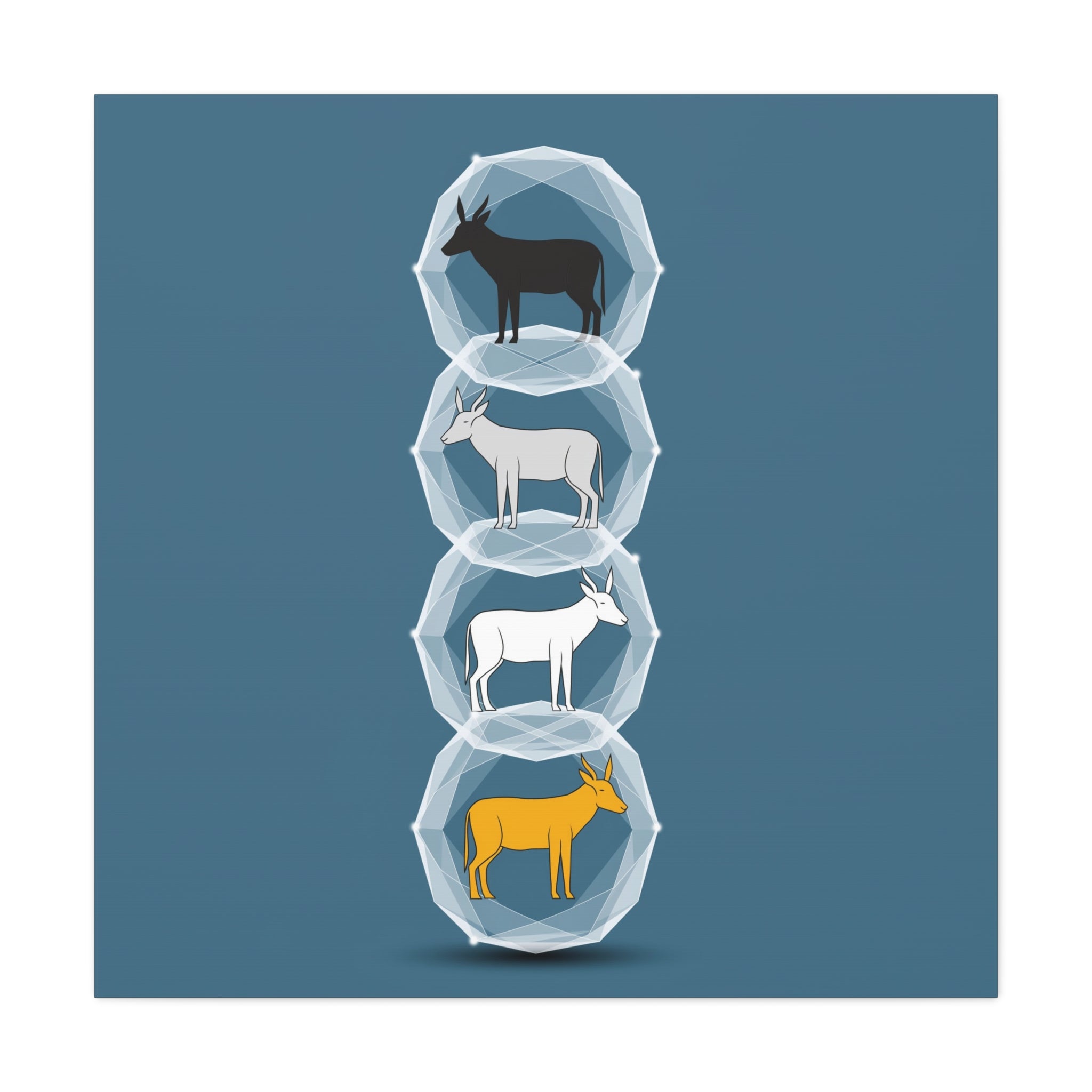 Encapsulated Ascent: Geometric Animal Silhouettes, Minimal Vertical Progression - L’Art Suprême Canvas