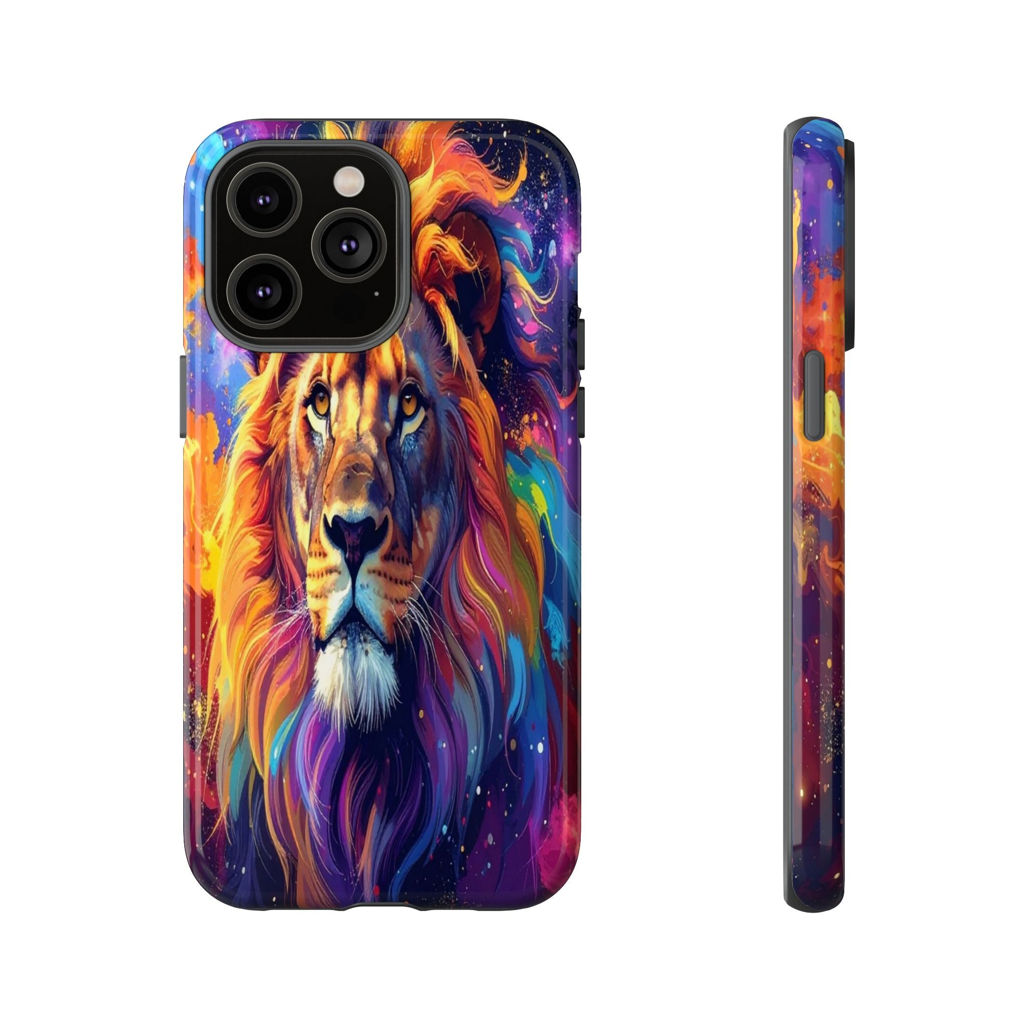 Cosmic Mane: Celestial Lion Portrait, Psychedelic Wildlife Art - L’Art Suprême Phone Case