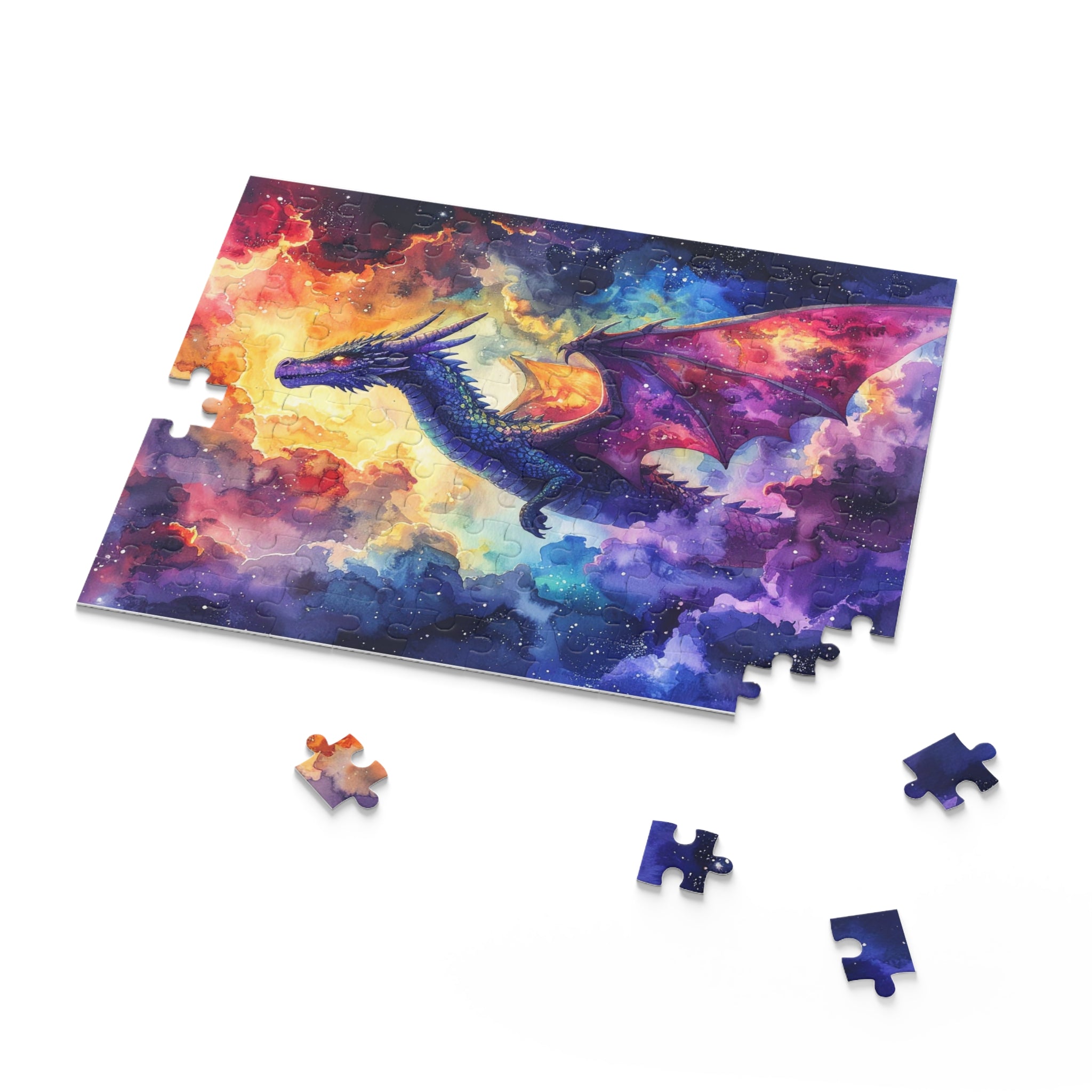 Celestial Dragon Dance: Cosmic Watercolor Fantasy, Nebular Realm Exploration -  L'Art Puzzle