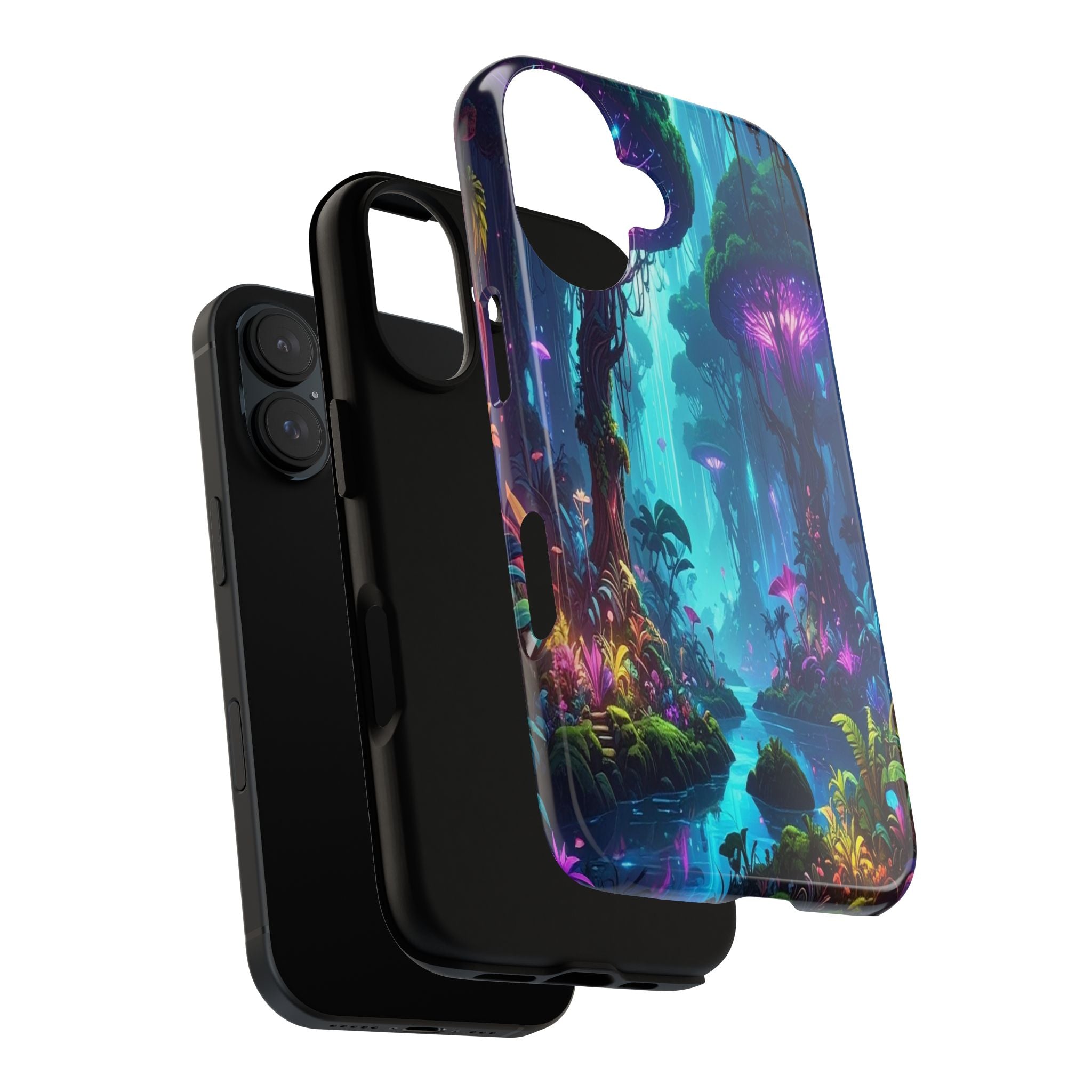 Bioluminescent Dreamscape: Ethereal Forest Fantasy, Digital Luminescence Illustration - L’Art Suprême Phone Case