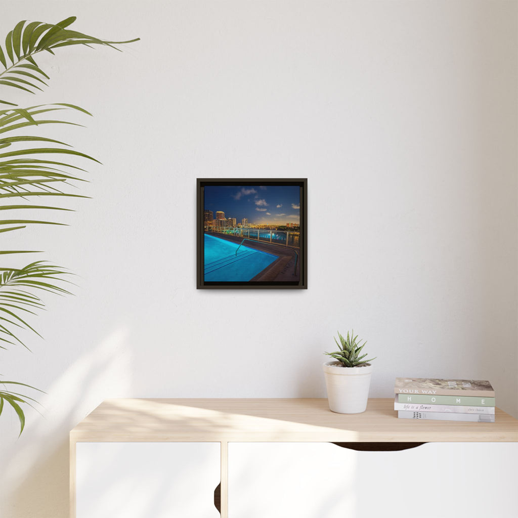 "Skyline Reflections" – Framed Canvas Print