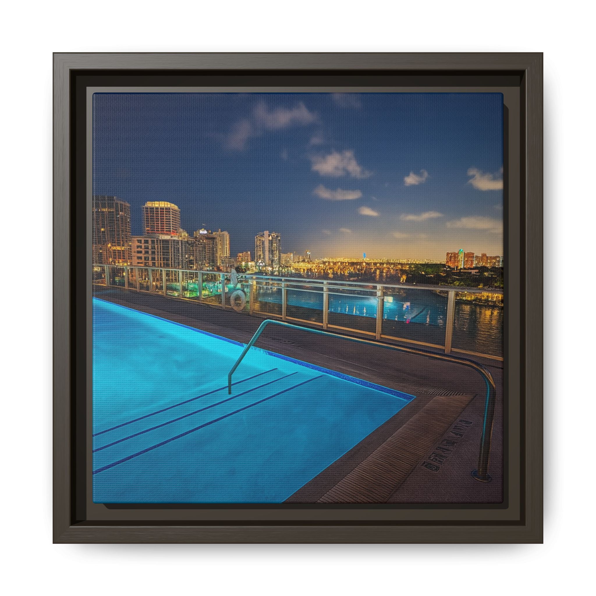 "Skyline Reflections" – Framed Canvas Print