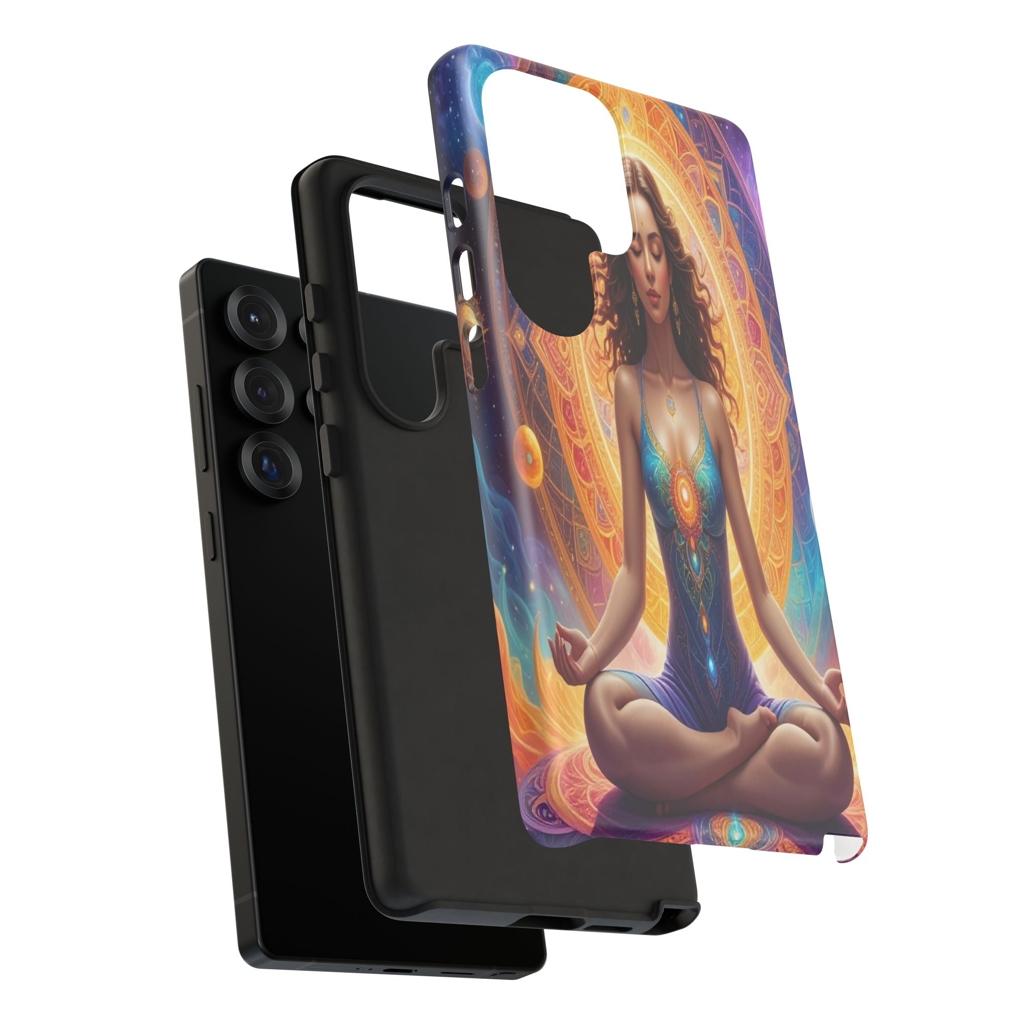 Cosmic Awakening: Spiritual Meditation Mandala, Celestial Energy Visualization - L’Art Suprême Phone Case
