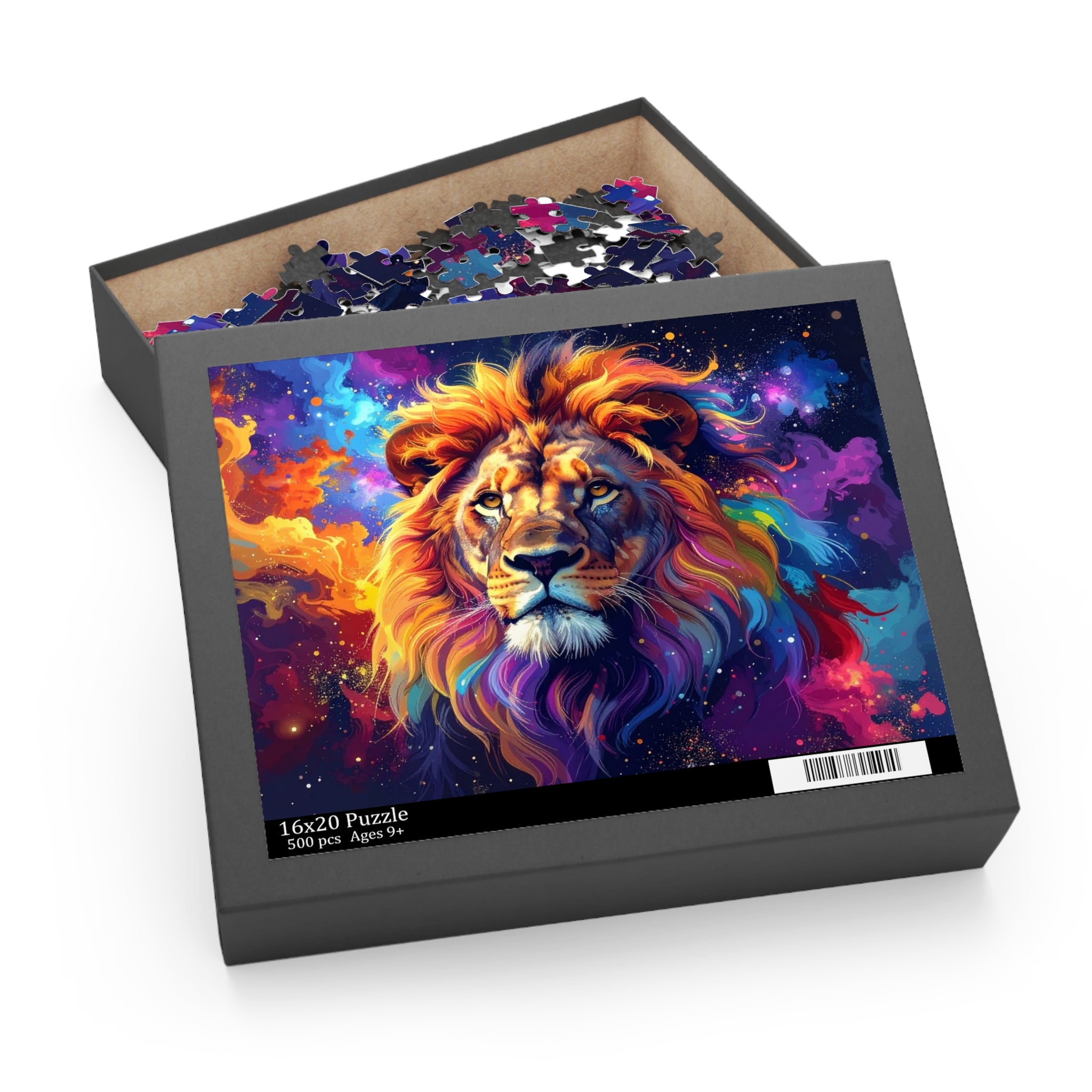 Cosmic Mane: Digital Wildlife Art, Celestial Lion Portrait -  L'Art Puzzle