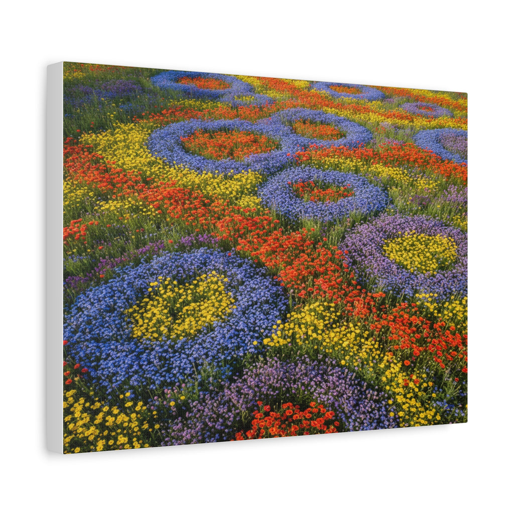 Geometric Garden: Kaleidoscopic Floral Landscape, Vibrant Botanical Patterns - L’Art Suprême Canvas