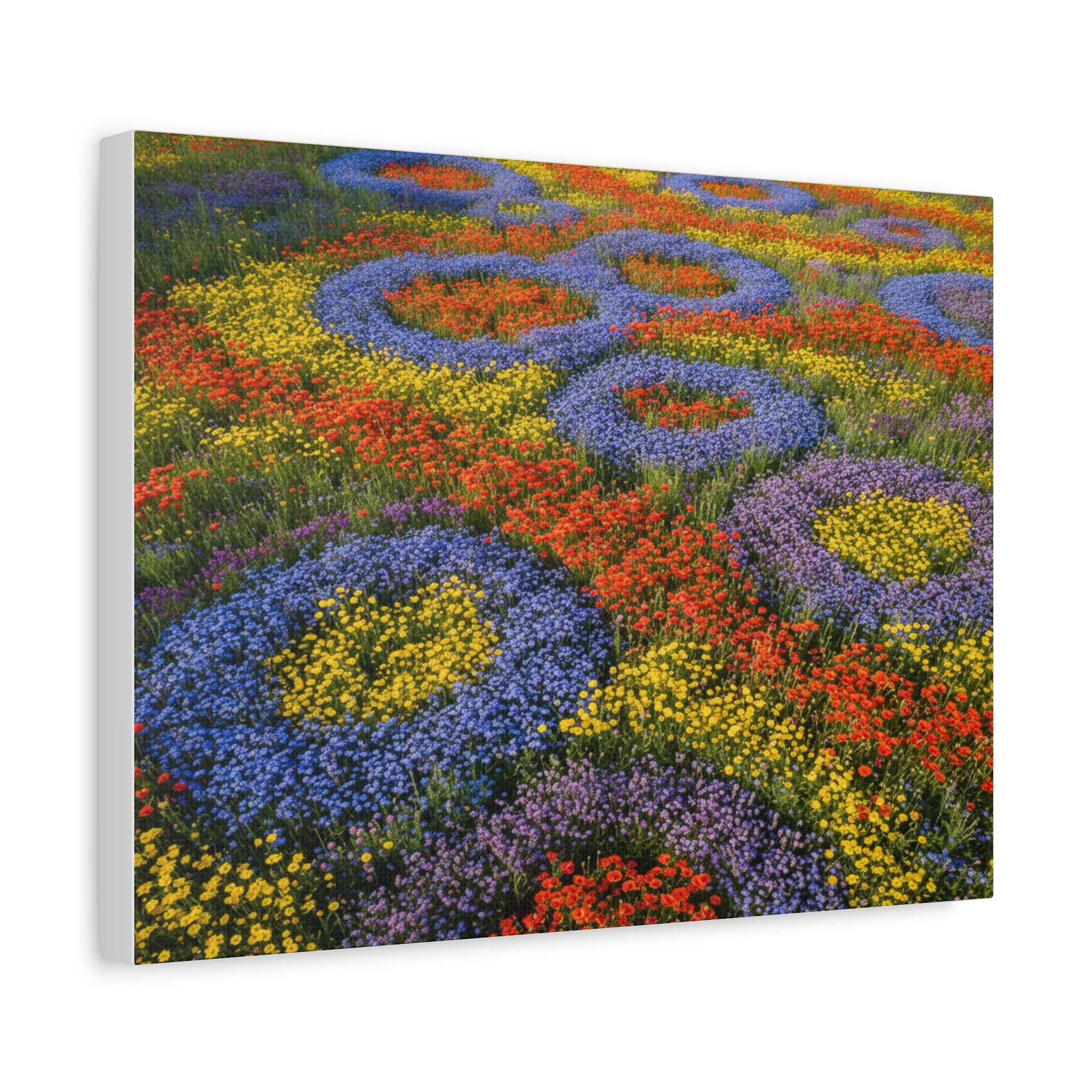 Geometric Garden: Kaleidoscopic Floral Landscape, Vibrant Botanical Patterns - L’Art Suprême Canvas