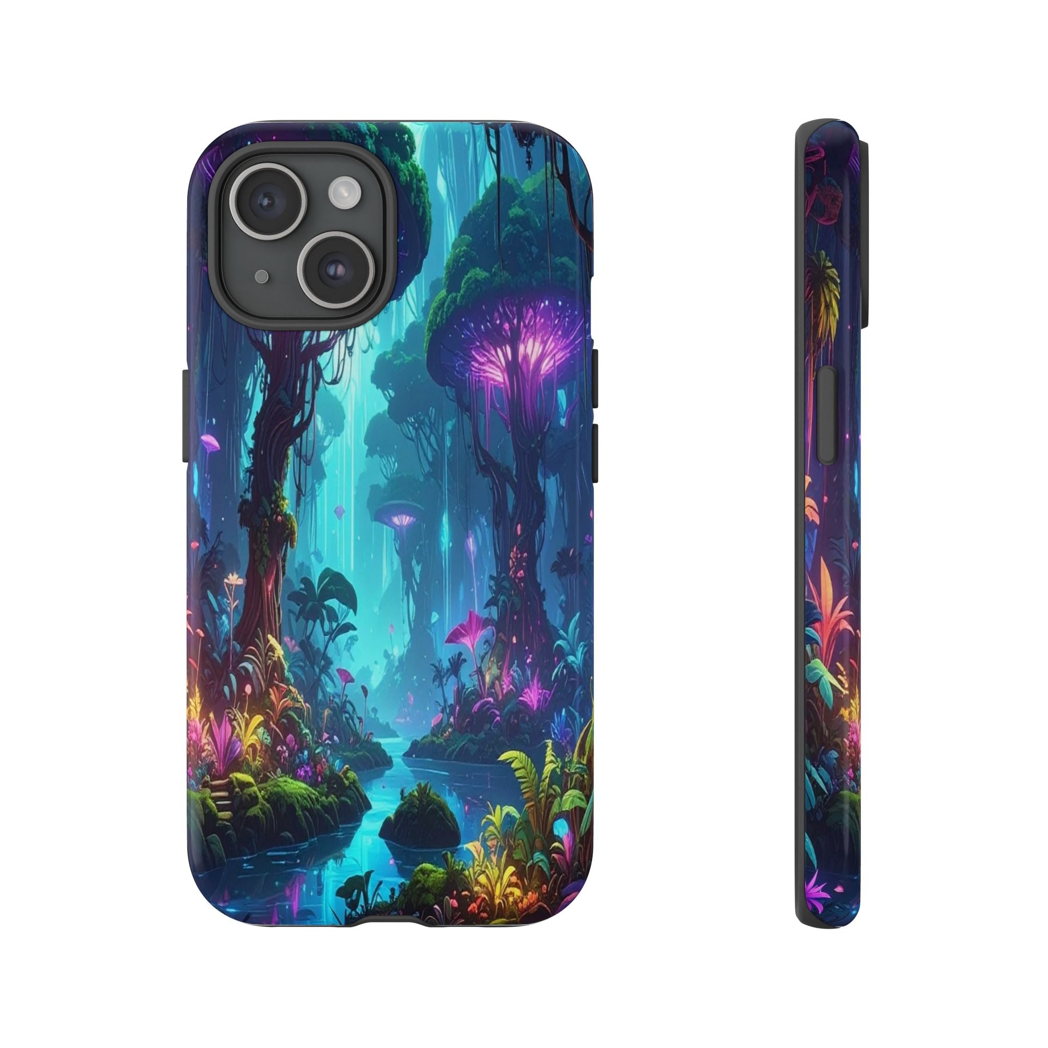 Bioluminescent Dreamscape: Ethereal Forest Fantasy, Digital Luminescence Illustration - L’Art Suprême Phone Case