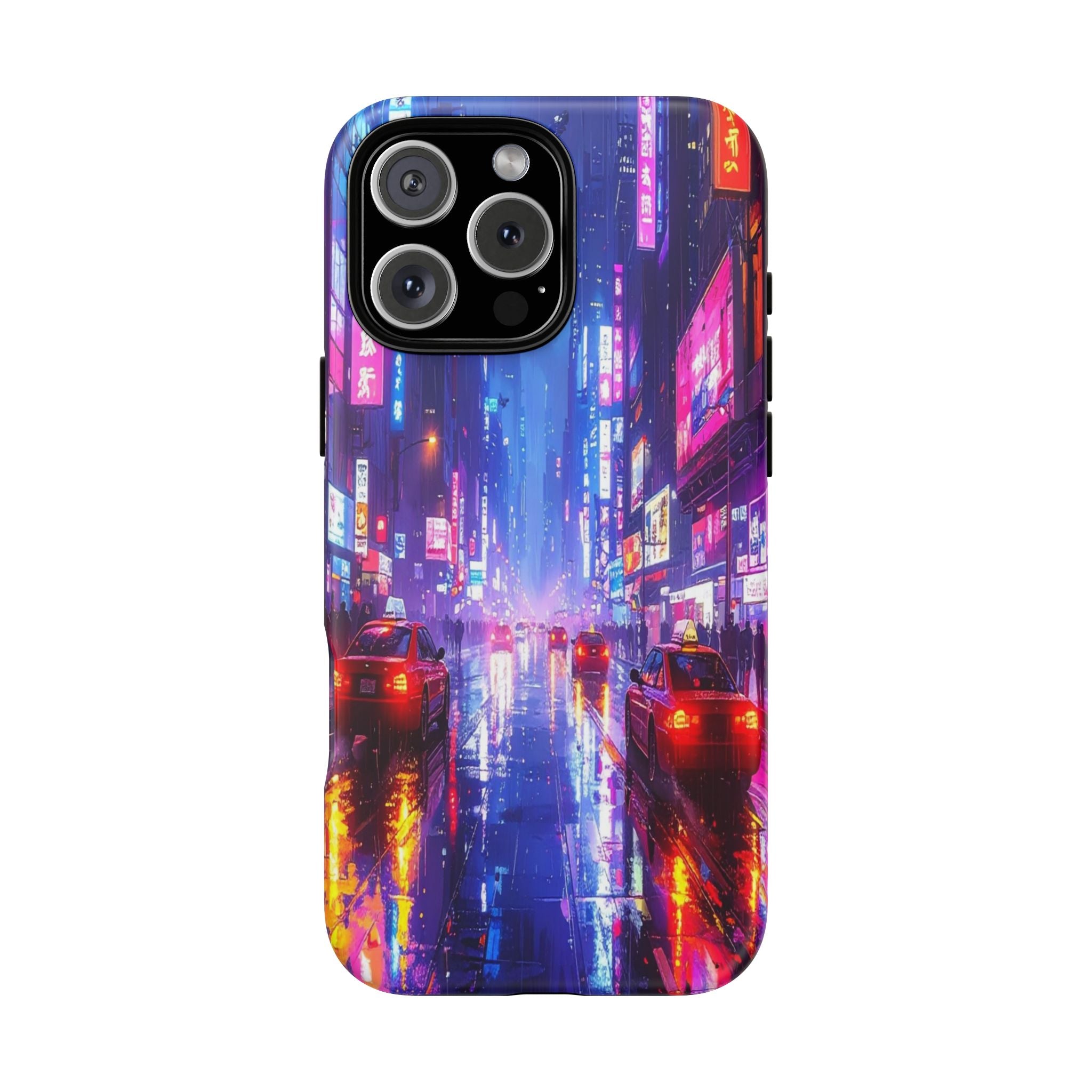 Neon Dystopia: Cyberpunk Metropolis, Urban Night Reflections - L’Art Suprême Phone Case