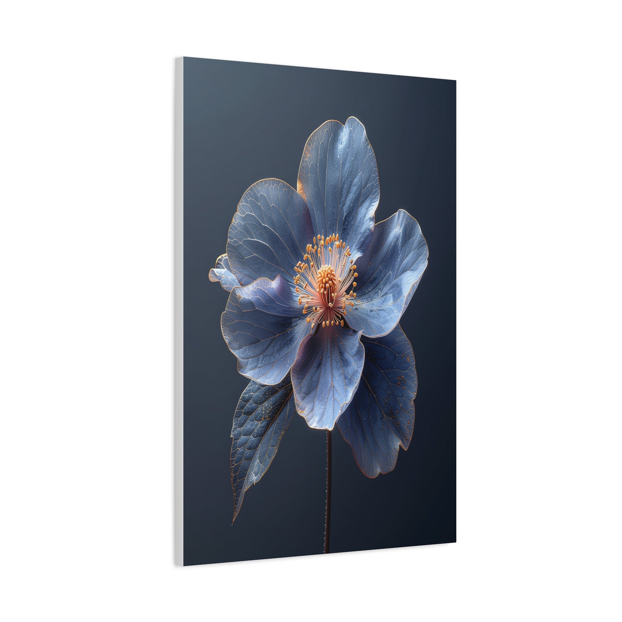 Ethereal Blue: Macro Botanical Photography, Delicate Floral Veins - L’Art Suprême Canvas