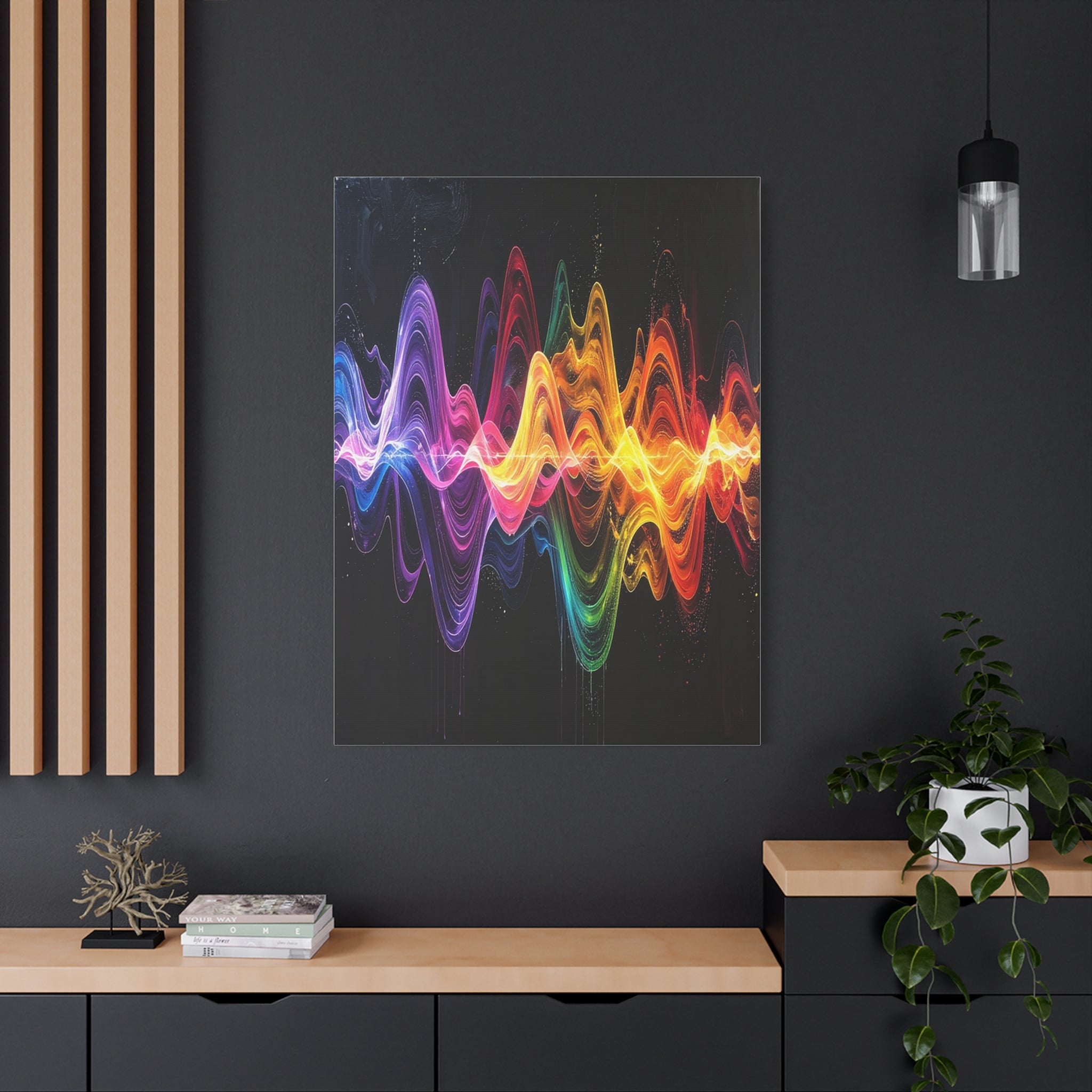 Sonic Spectrum: Digital Sound Wave Visualization, Color Gradient Artwork - L’Art Suprême Canvas