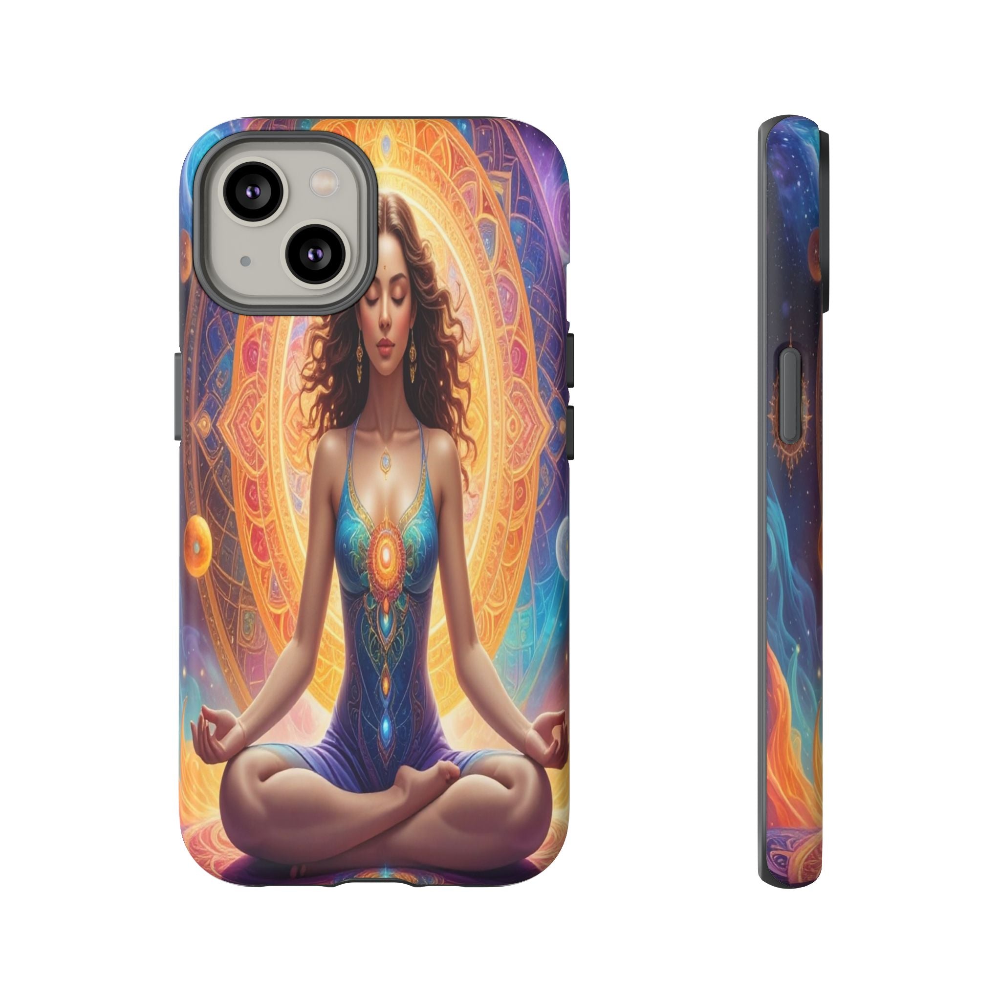 Cosmic Awakening: Spiritual Meditation Mandala, Celestial Energy Visualization - L’Art Suprême Phone Case