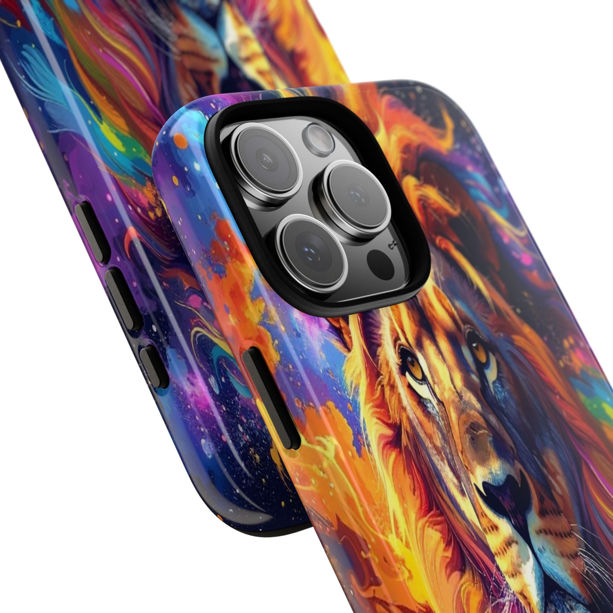 Cosmic Mane: Celestial Lion Portrait, Psychedelic Wildlife Art - L’Art Suprême Phone Case