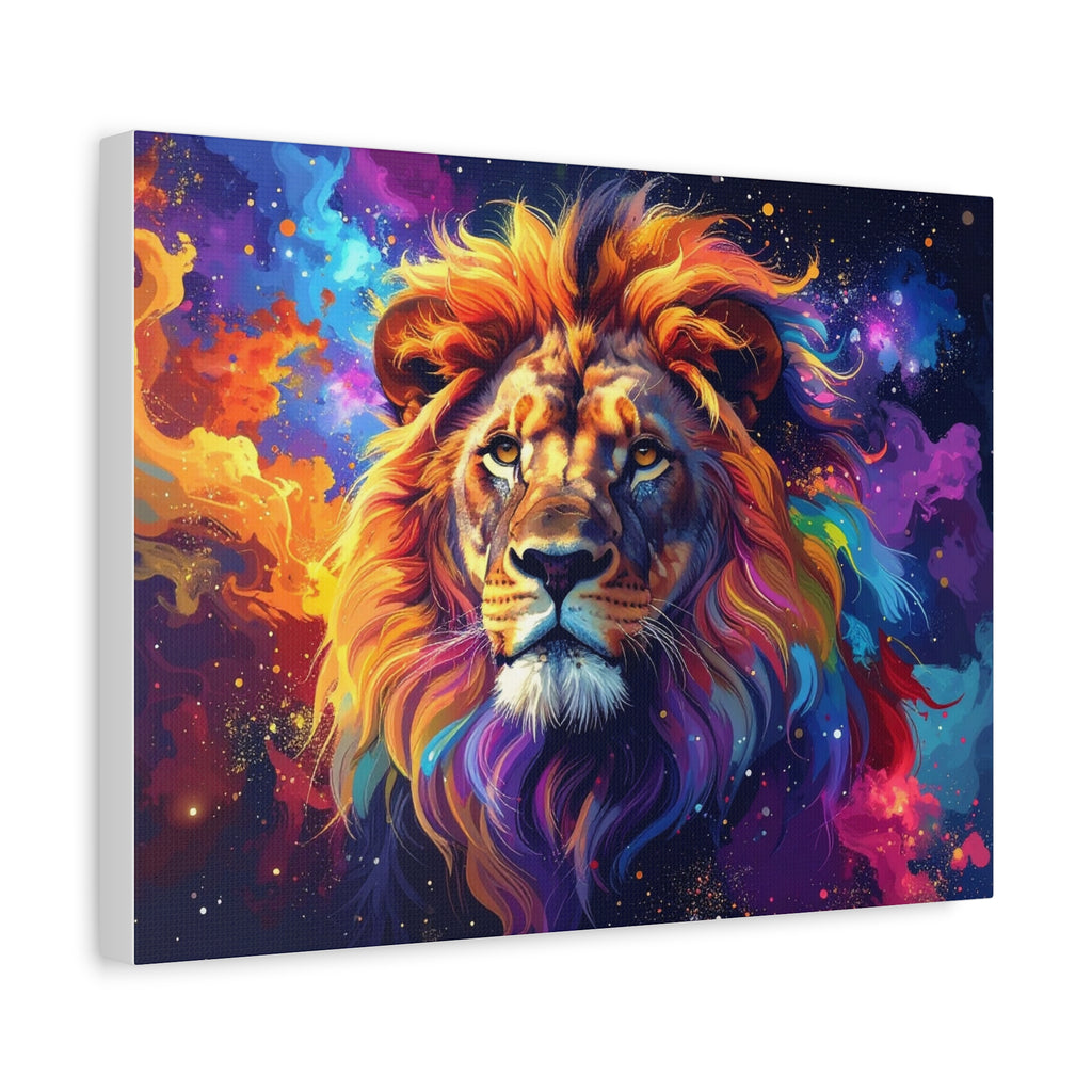 Cosmic Mane: Celestial Lion Portrait, Digital Cosmic Artwork - L’Art Suprême Canvas