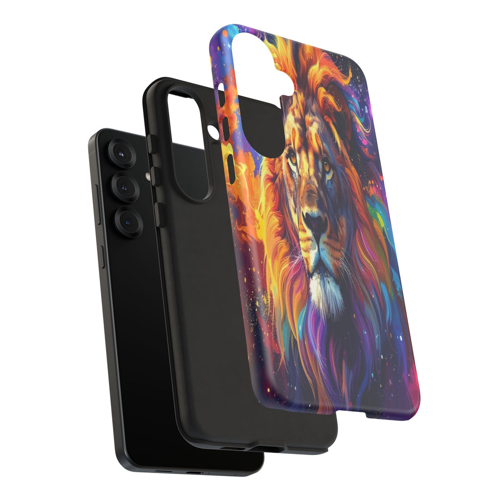 Cosmic Mane: Celestial Lion Portrait, Psychedelic Wildlife Art - L’Art Suprême Phone Case
