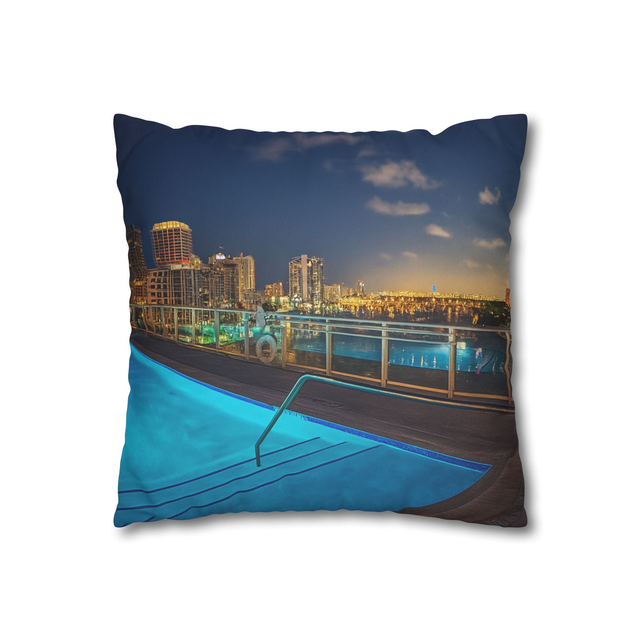 "Skyline Reflections" – Faux Suede Pillowcase