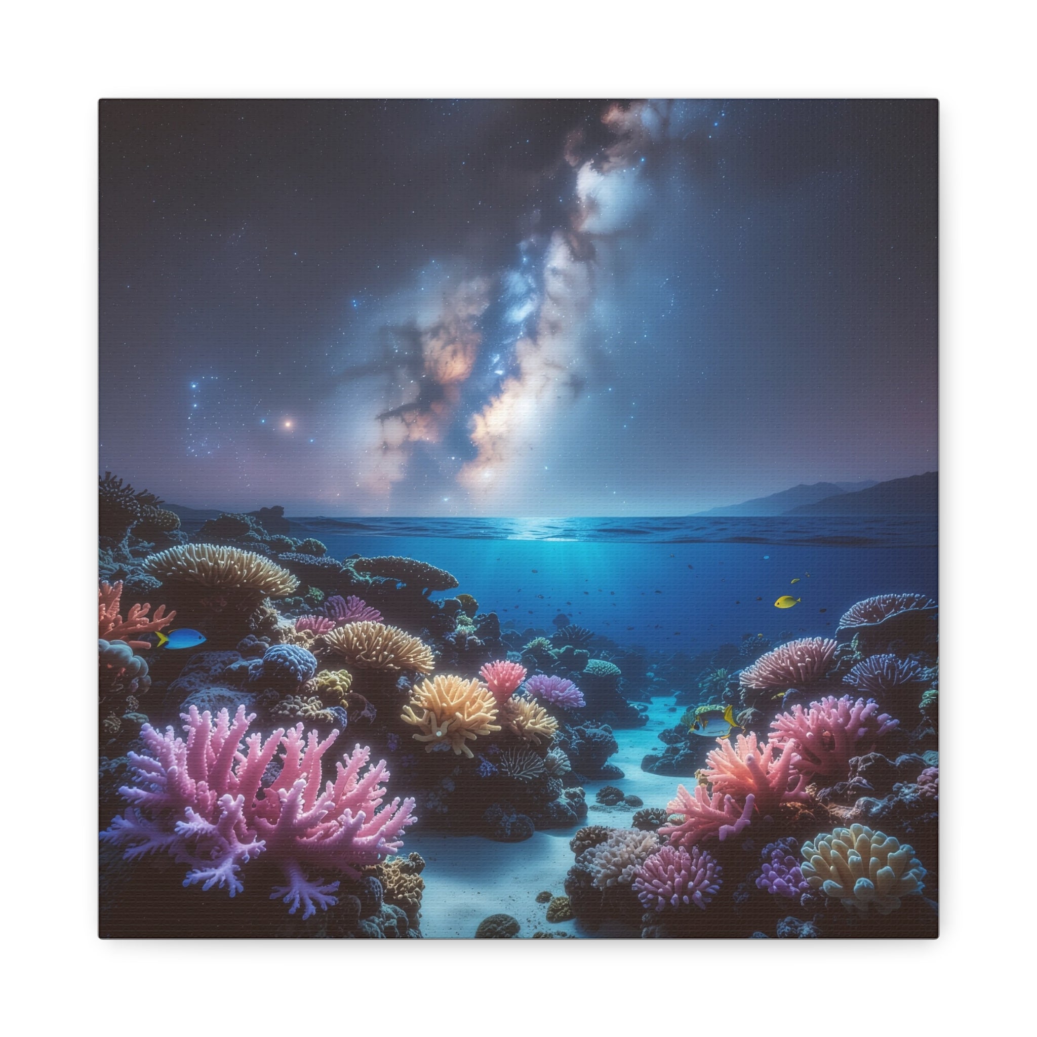 Cosmic Reef Harmony: Underwater Seascape Panorama, Milky Way Marine Dreamscape - L’Art Suprême Canvas