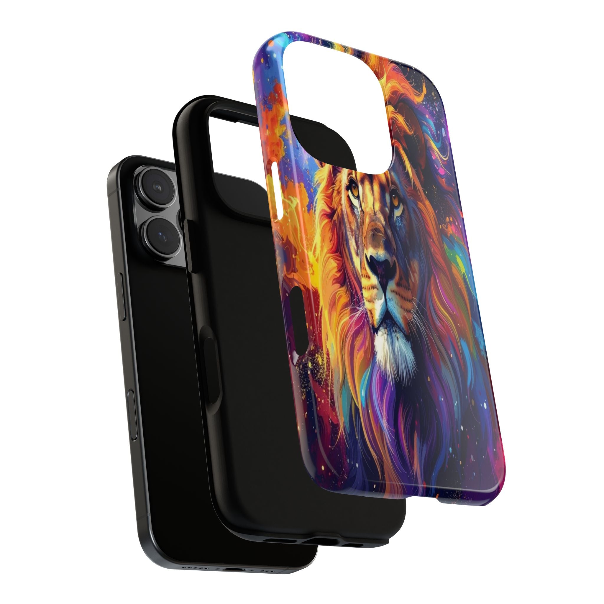 Cosmic Mane: Celestial Lion Portrait, Psychedelic Wildlife Art - L’Art Suprême Phone Case