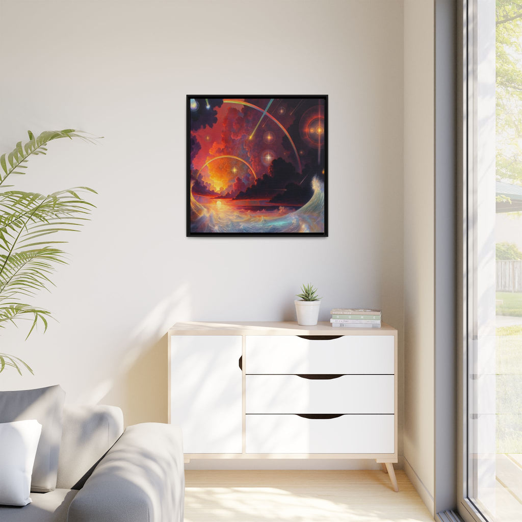 "Celestial Tides" – Framed Canvas Print