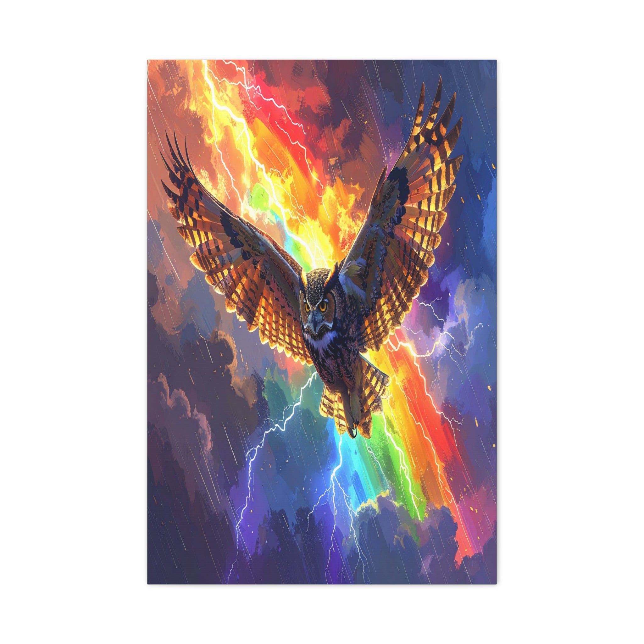 Thunder Spirit: Elemental Owl Ascension, Digital Fantasy Artwork - L’Art Suprême Canvas