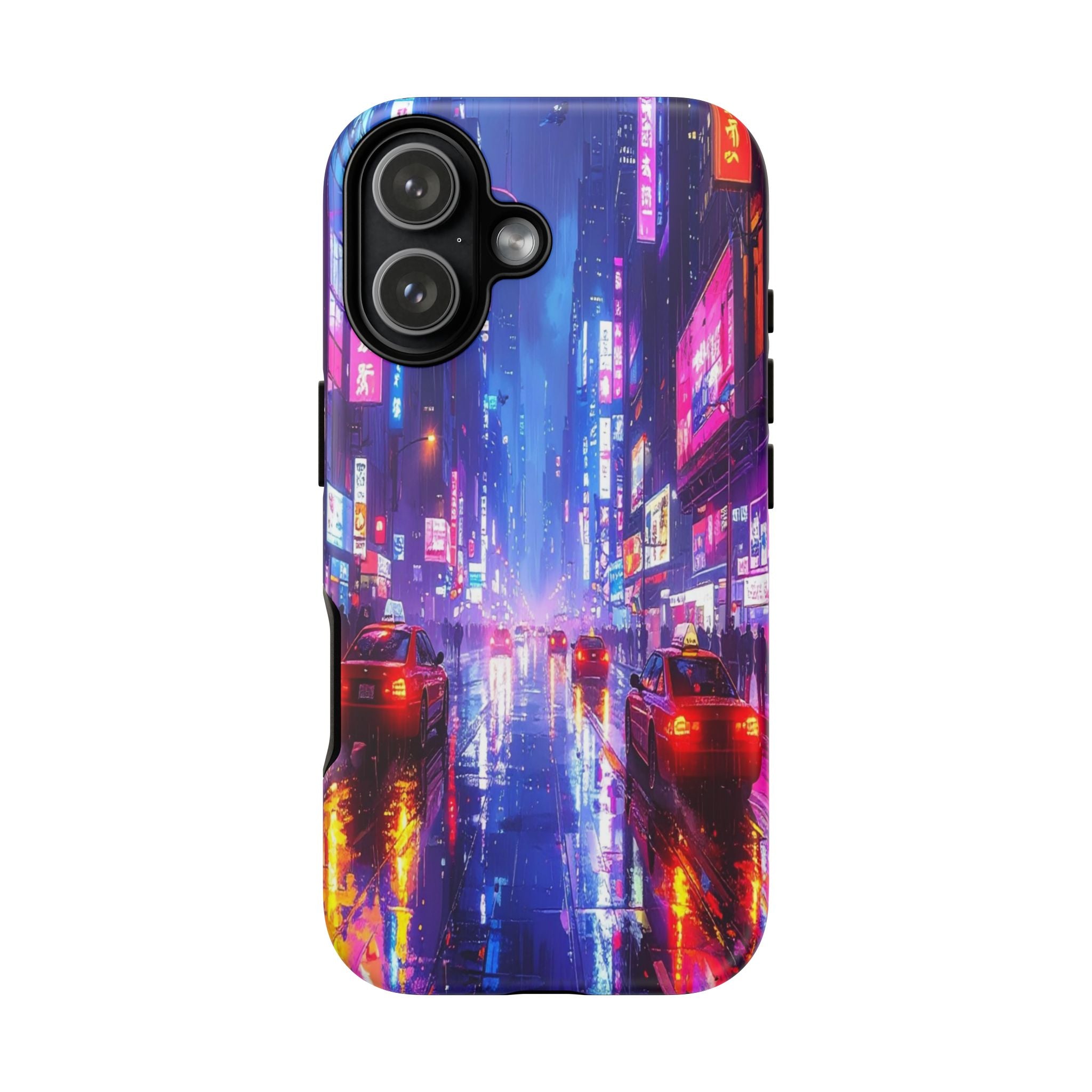 Neon Dystopia: Cyberpunk Metropolis, Urban Night Reflections - L’Art Suprême Phone Case