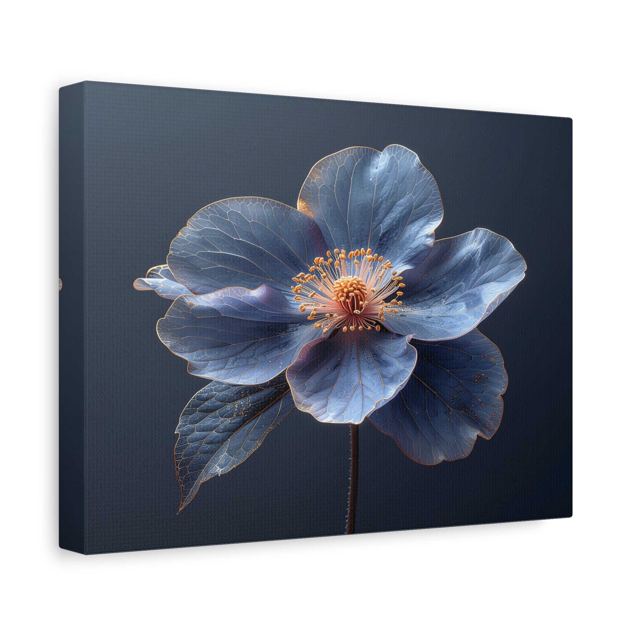 Ethereal Blue: Macro Botanical Photography, Delicate Floral Veins - L’Art Suprême Canvas
