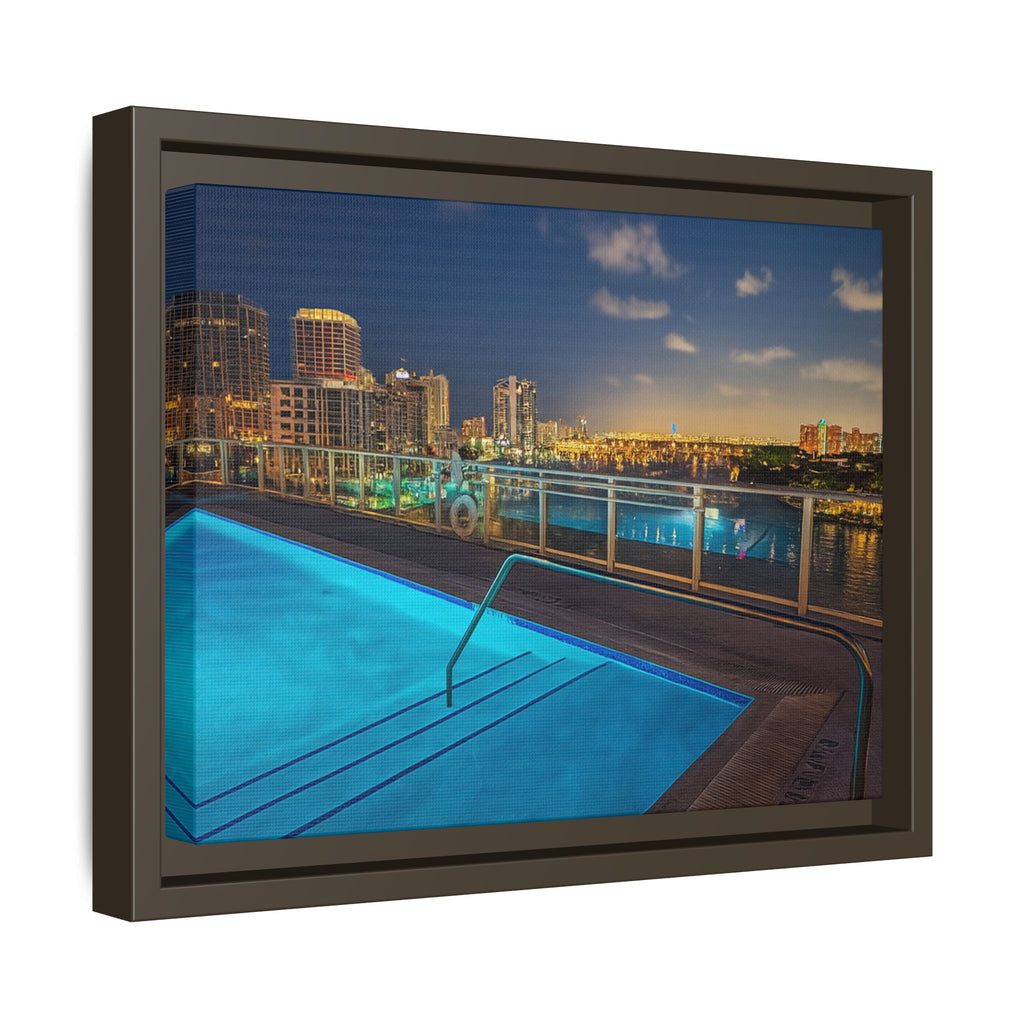 "Skyline Reflections" – Framed Canvas Print
