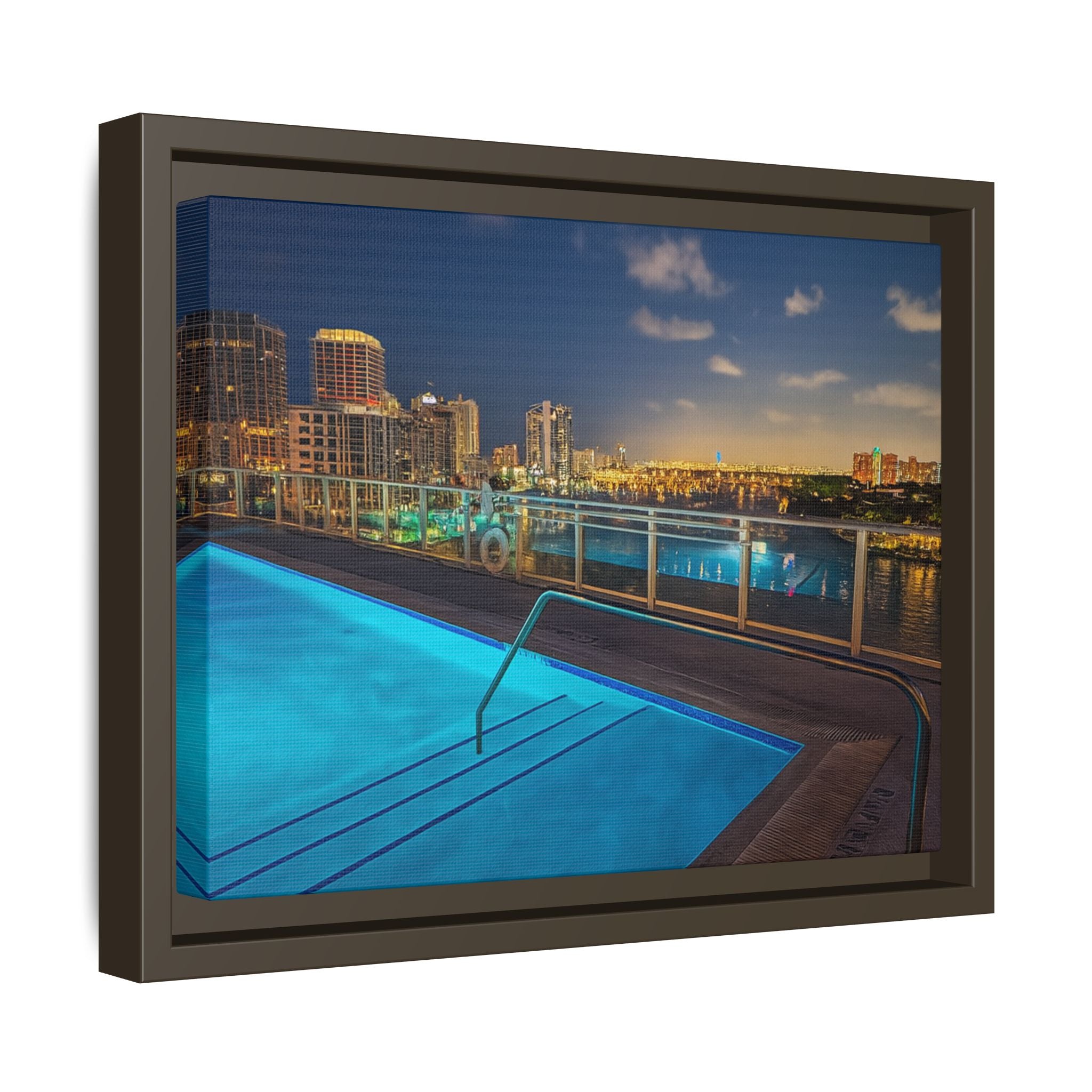 "Skyline Reflections" – Framed Canvas Print