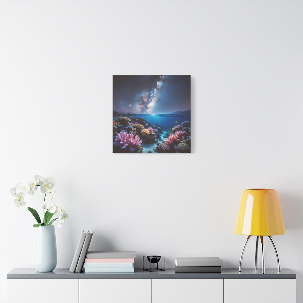 Cosmic Reef Harmony: Underwater Seascape Panorama, Milky Way Marine Dreamscape - L’Art Suprême Canvas