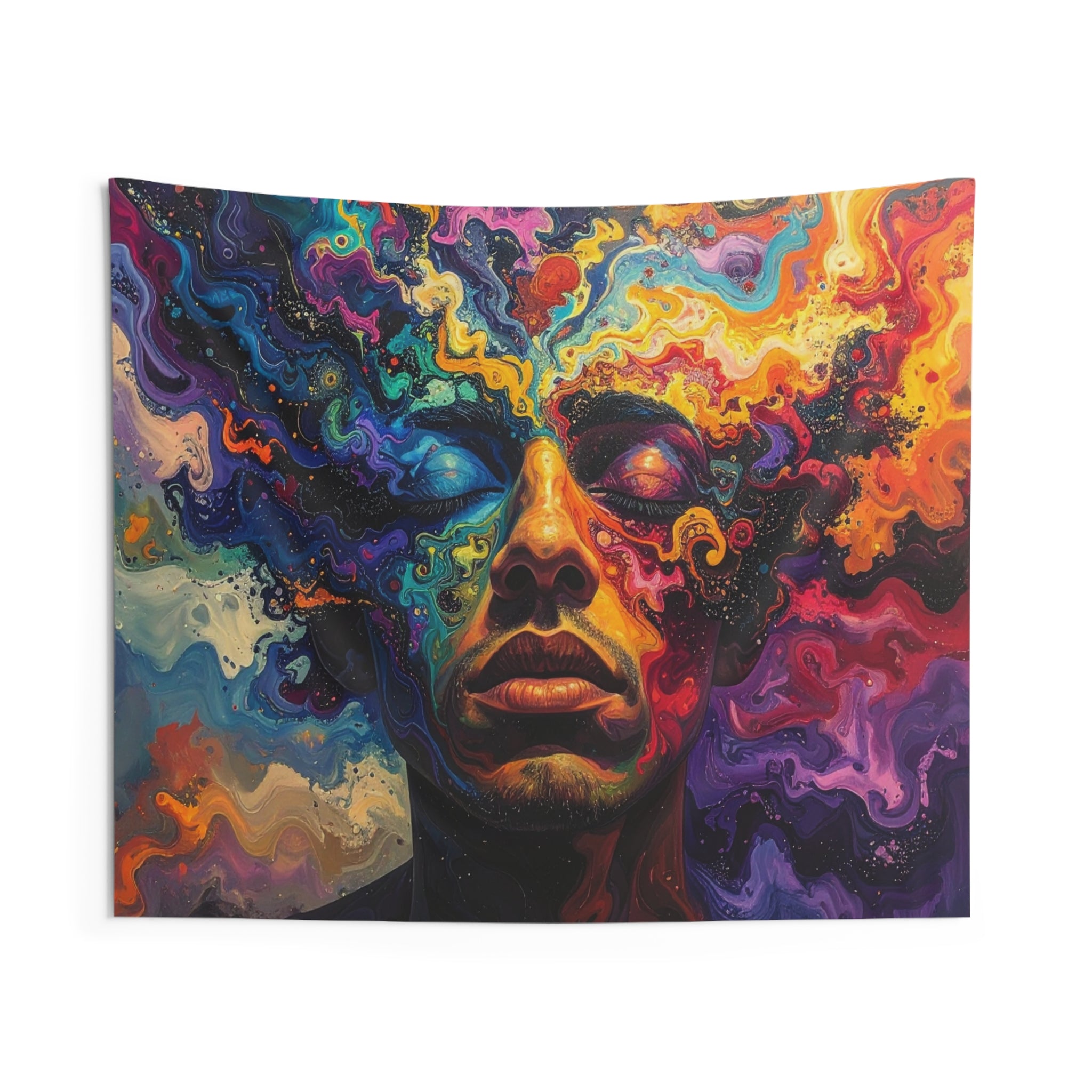 Psychedelic Portrait of Inner Consciousness: Abstract Fluid Painting, Emotional Landscape Exploration - L'Art Tapestry