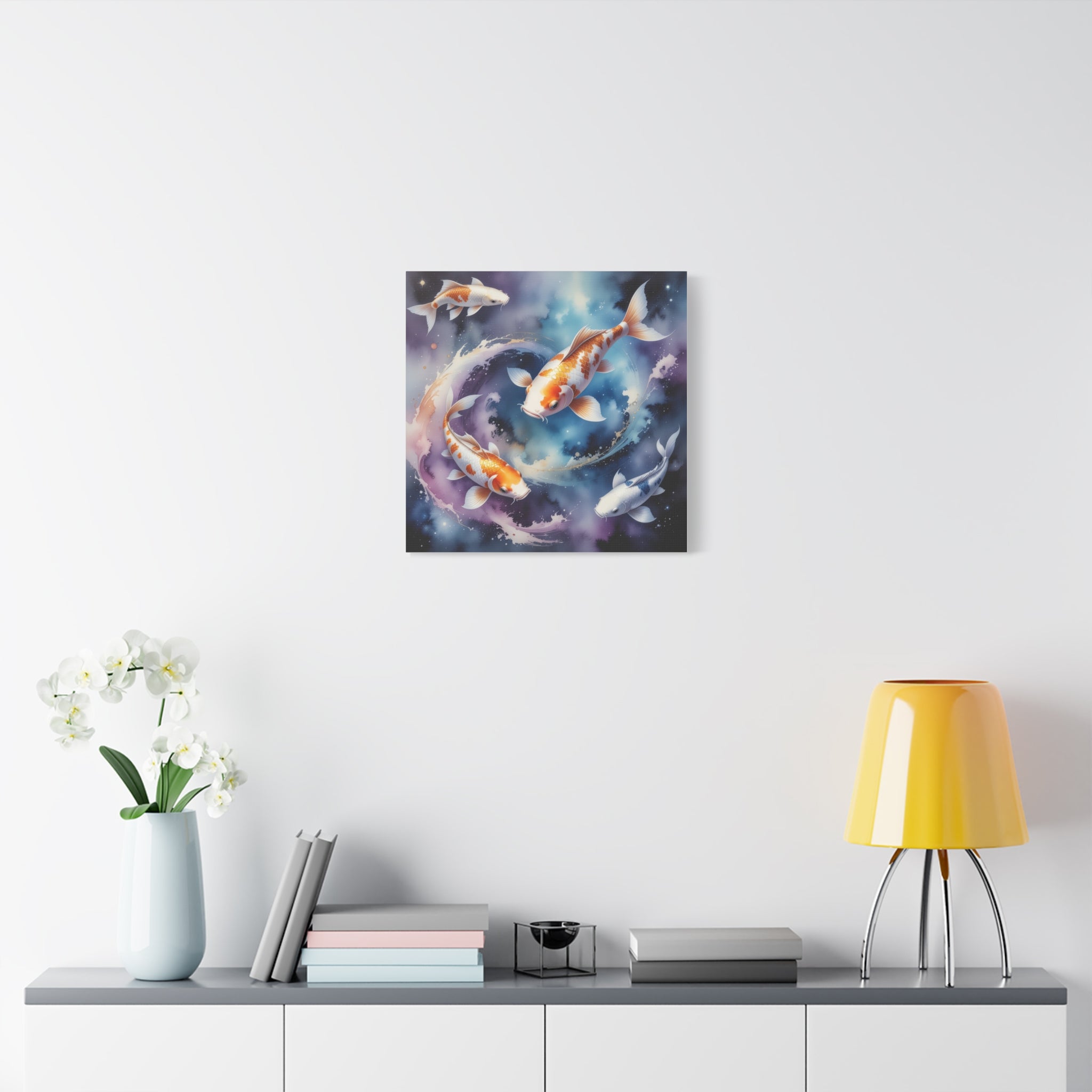 Cosmic Koi Symphony: Ethereal Underwater Space Journey, Digital Watercolor Fantasy - L’Art Suprême Canvas