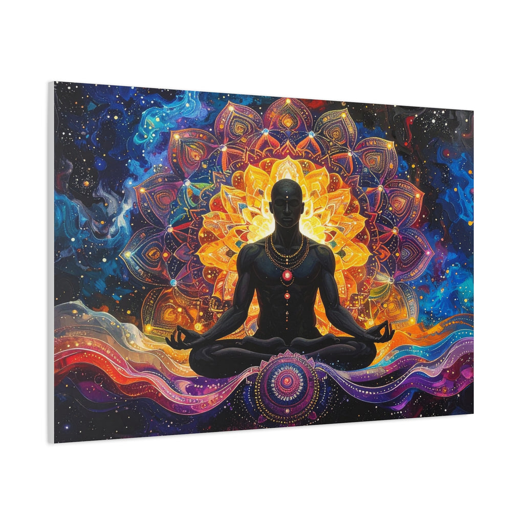Cosmic Meditation: Spiritual Awakening through Mandala Art, Transcendent Chakra Visualization - L’Art Suprême Canvas