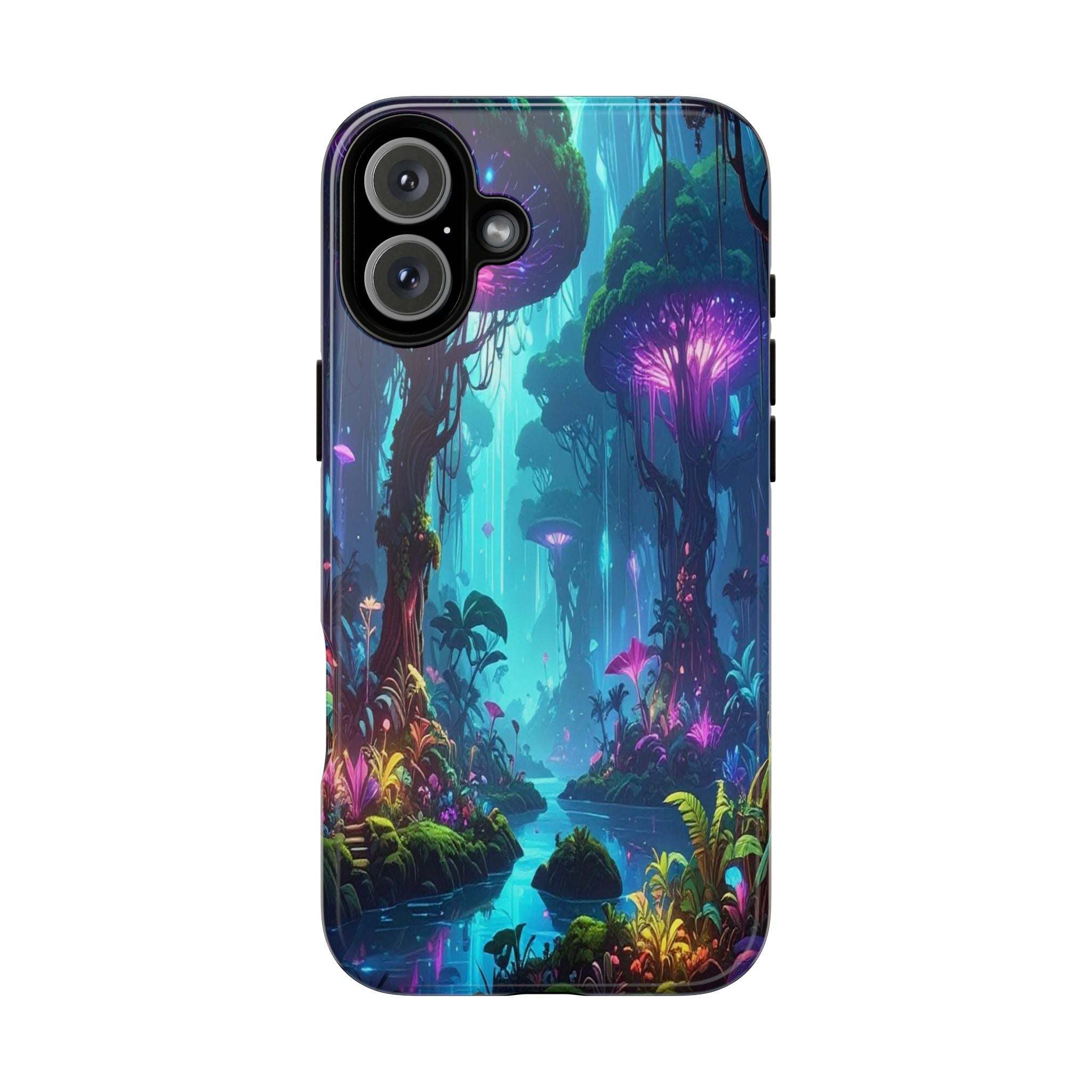 Bioluminescent Dreamscape: Ethereal Forest Fantasy, Digital Luminescence Illustration - L’Art Suprême Phone Case
