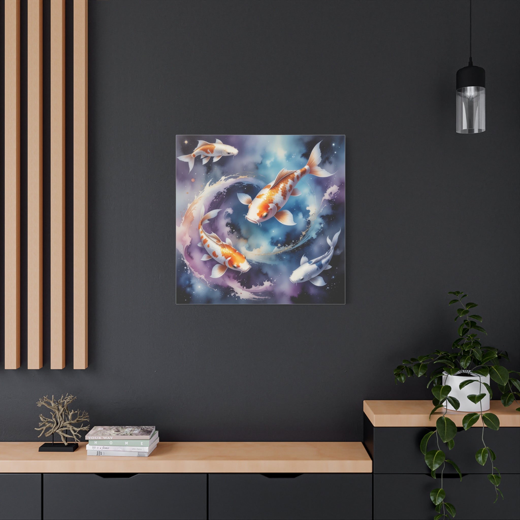Cosmic Koi Symphony: Ethereal Underwater Space Journey, Digital Watercolor Fantasy - L’Art Suprême Canvas