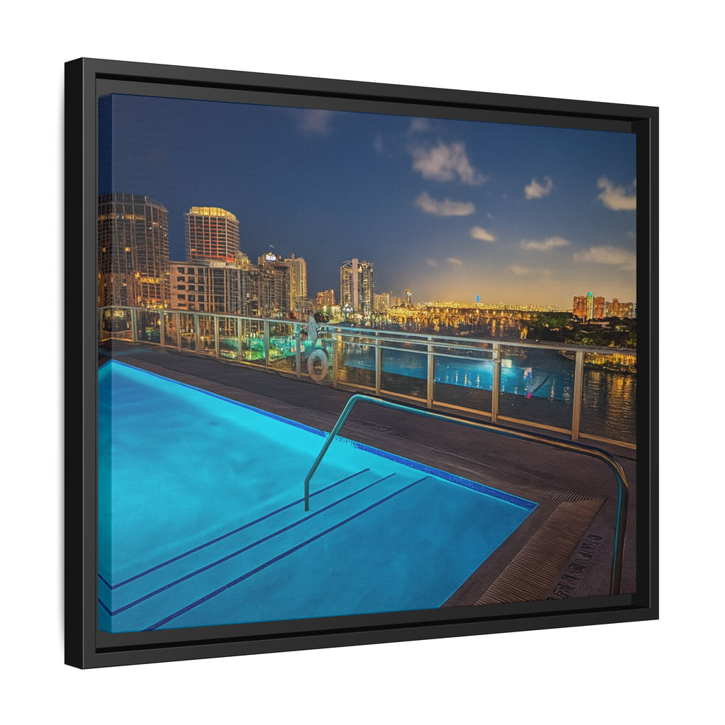 "Skyline Reflections" – Framed Canvas Print