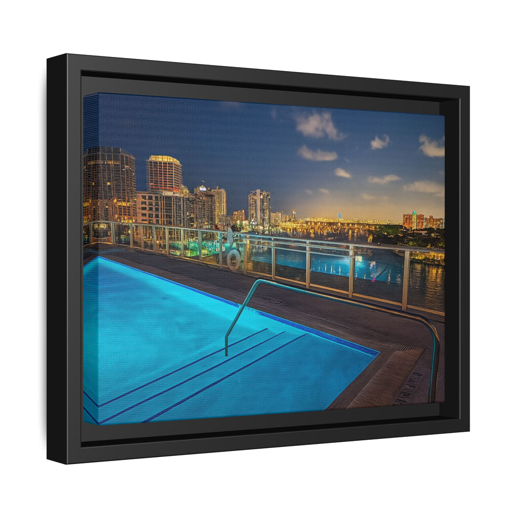 "Skyline Reflections" – Framed Canvas Print