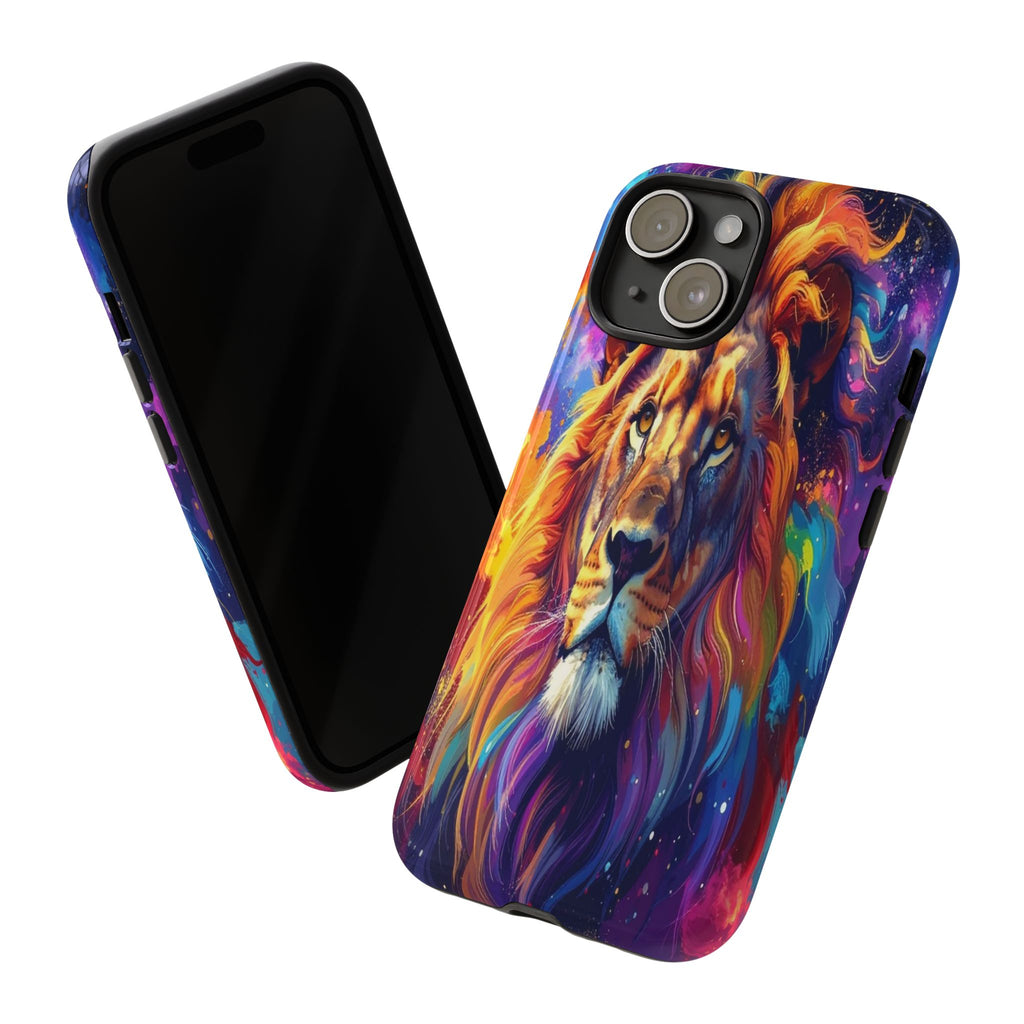 Cosmic Mane: Celestial Lion Portrait, Psychedelic Wildlife Art - L’Art Suprême Phone Case
