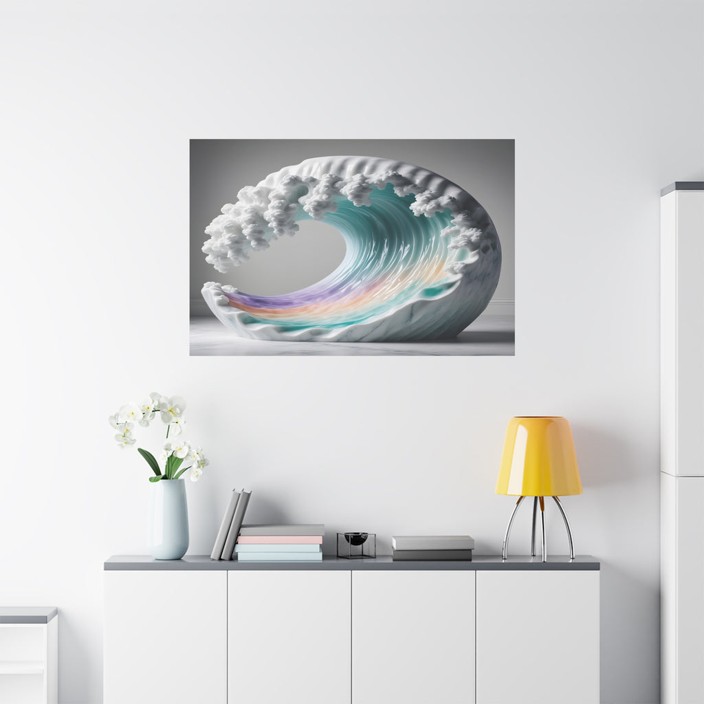 Oceanic Euphoria: Marble Wave Sculpture, Ethereal Aquatic Art - L’Art Suprême Canvas