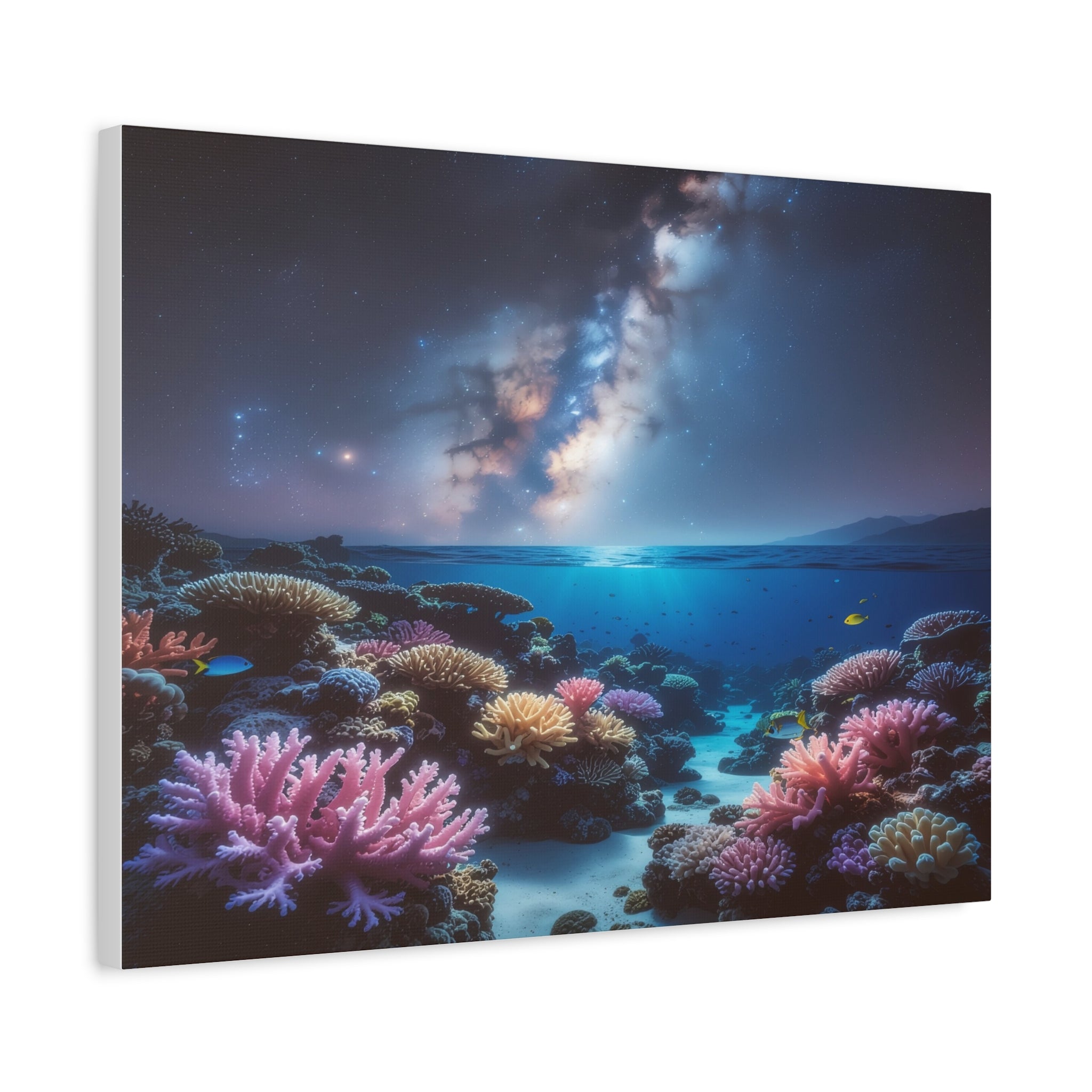 Cosmic Reef Harmony: Underwater Seascape Panorama, Milky Way Marine Dreamscape - L’Art Suprême Canvas
