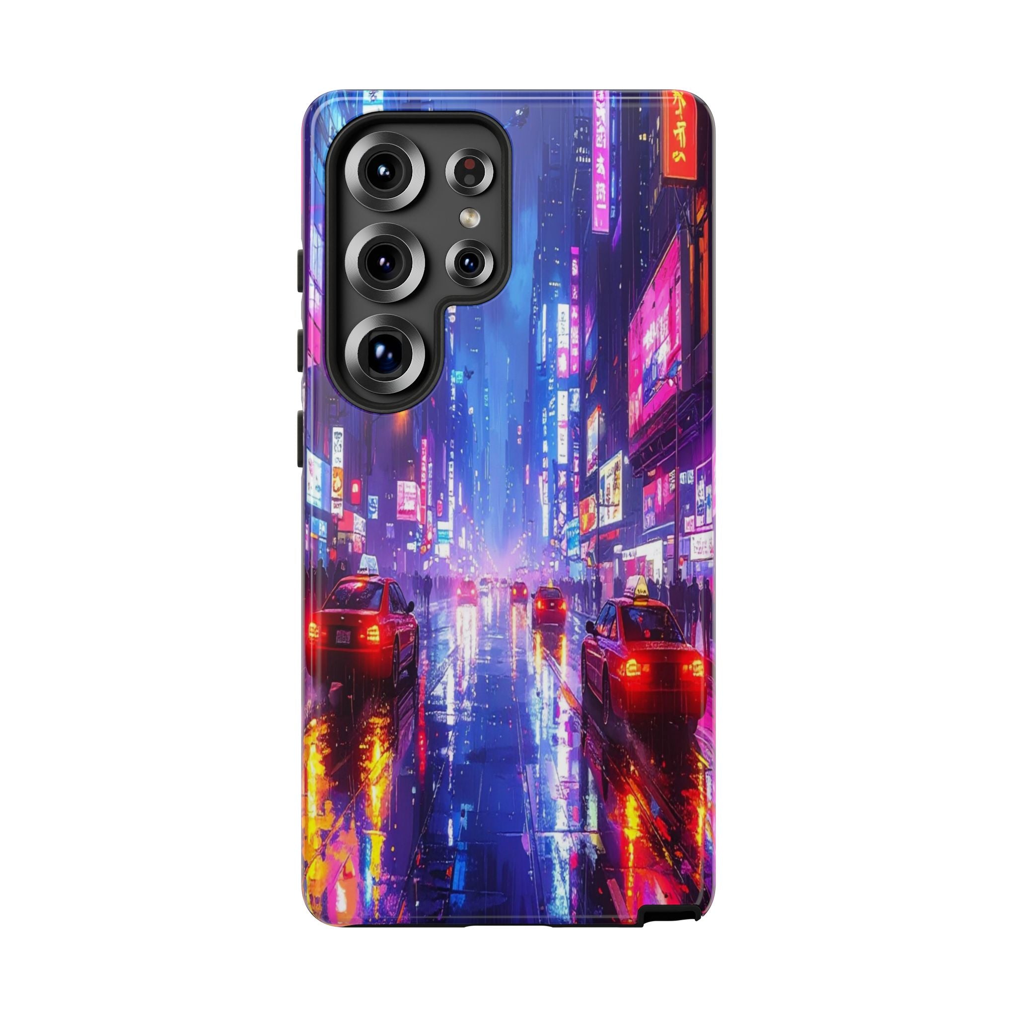 Neon Dystopia: Cyberpunk Metropolis, Urban Night Reflections - L’Art Suprême Phone Case