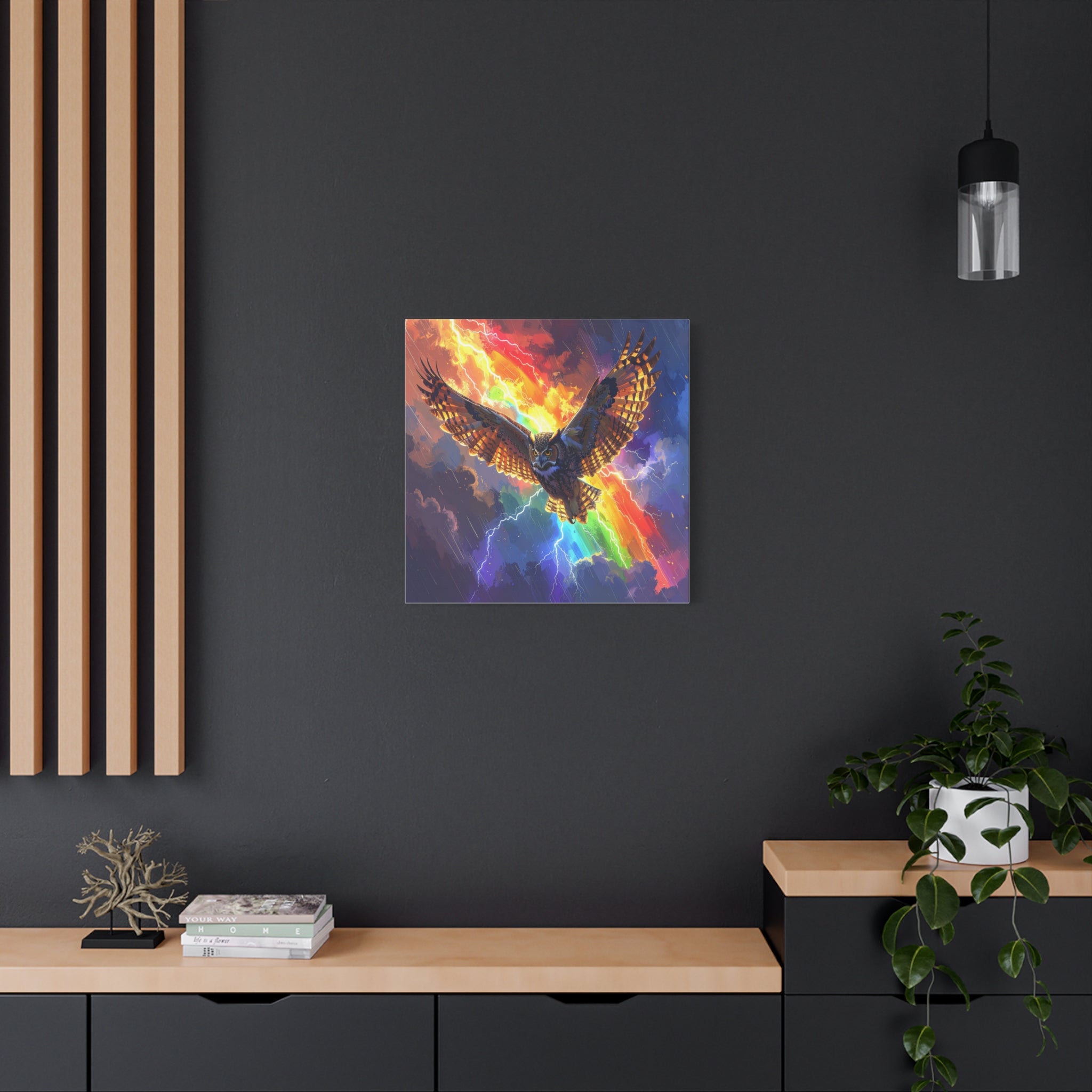 Thunder Spirit: Elemental Owl Ascension, Digital Fantasy Artwork - L’Art Suprême Canvas
