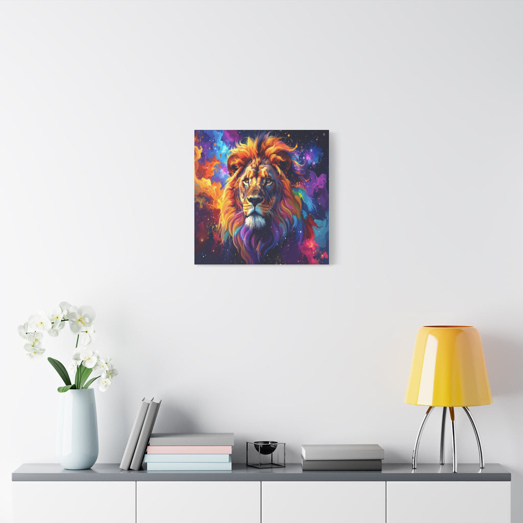 Cosmic Mane: Celestial Lion Portrait, Digital Cosmic Artwork - L’Art Suprême Canvas