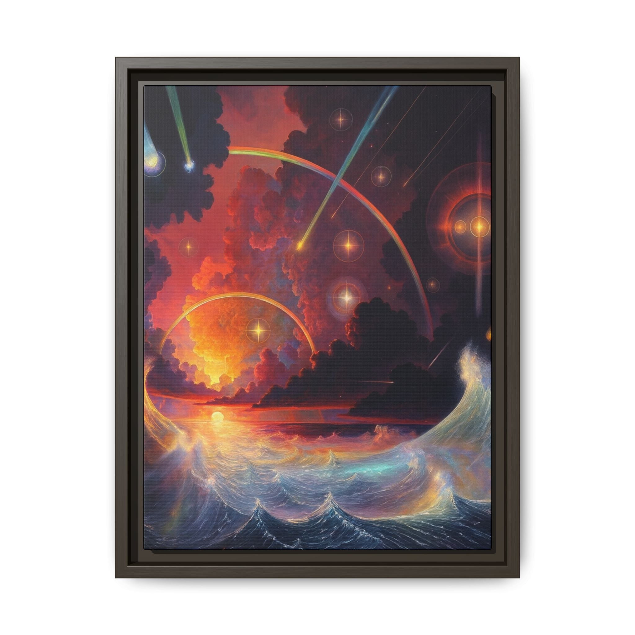 "Celestial Tides" – Framed Canvas Print