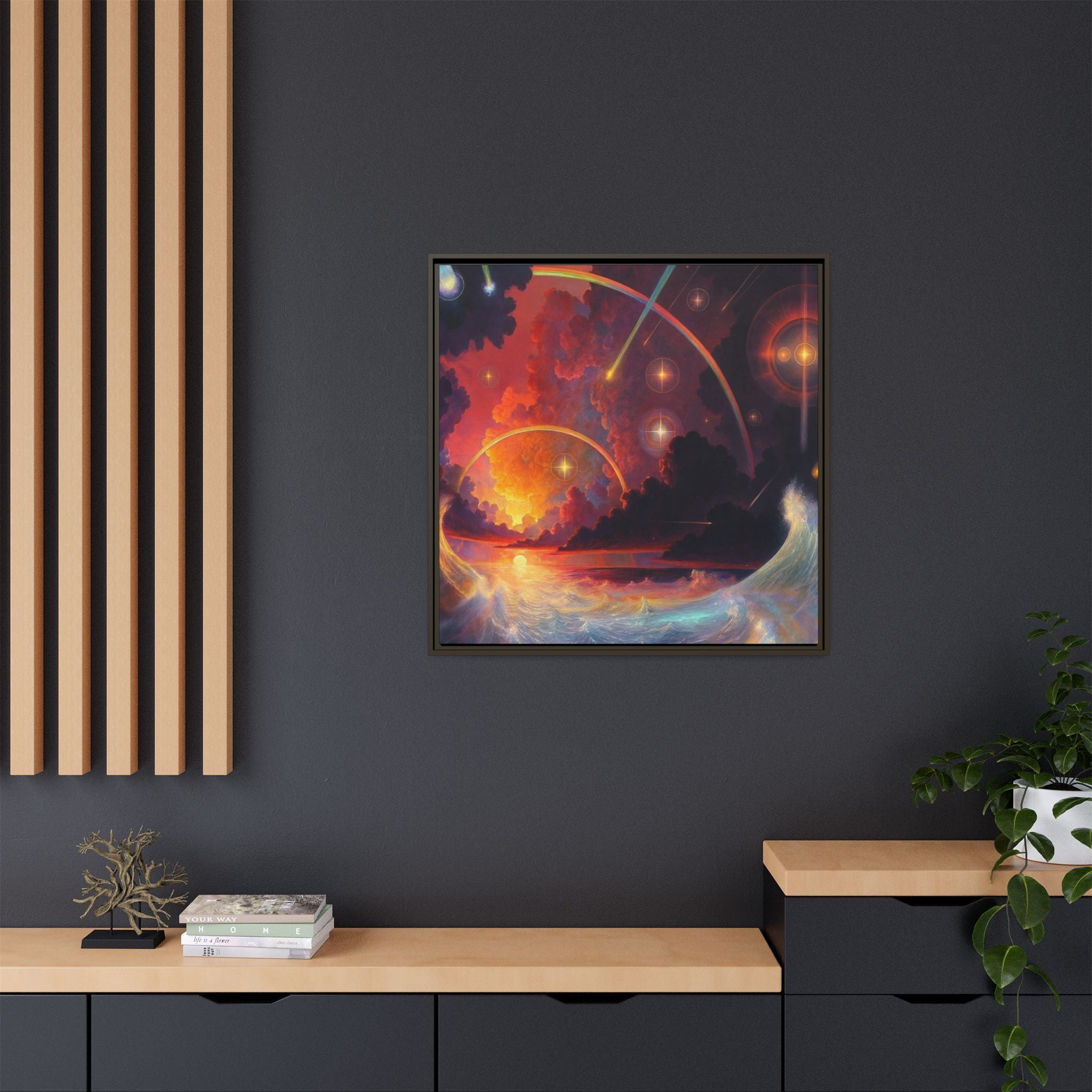 "Celestial Tides" – Framed Canvas Print