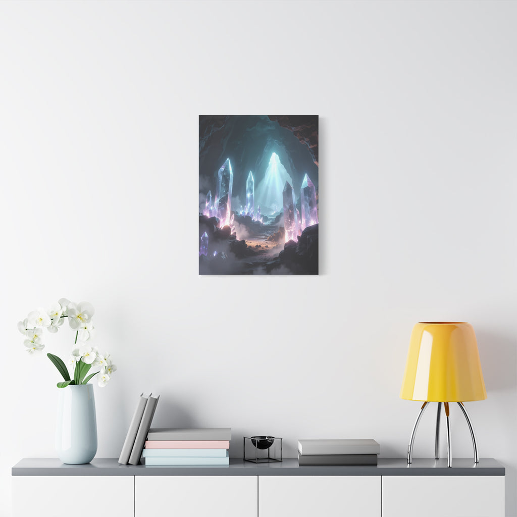 Crystal Reverie: Luminous Cavern Dreamscape, Ethereal Digital Fantasy Art - L’Art Suprême Canvas
